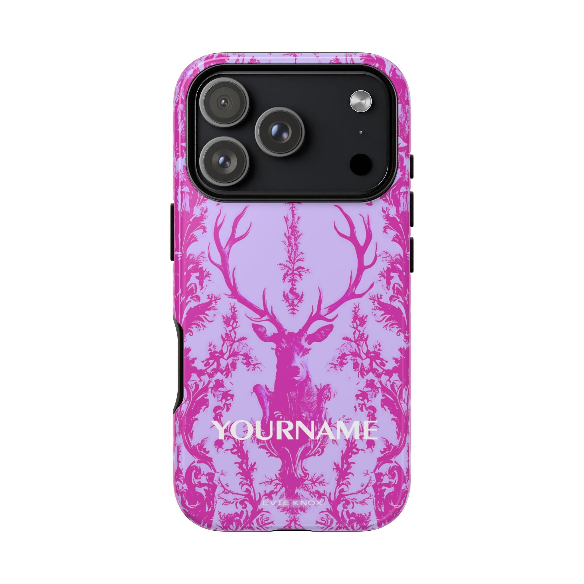 Pink Baroque Deer Tough iPhone Case — Floral Antler Pattern