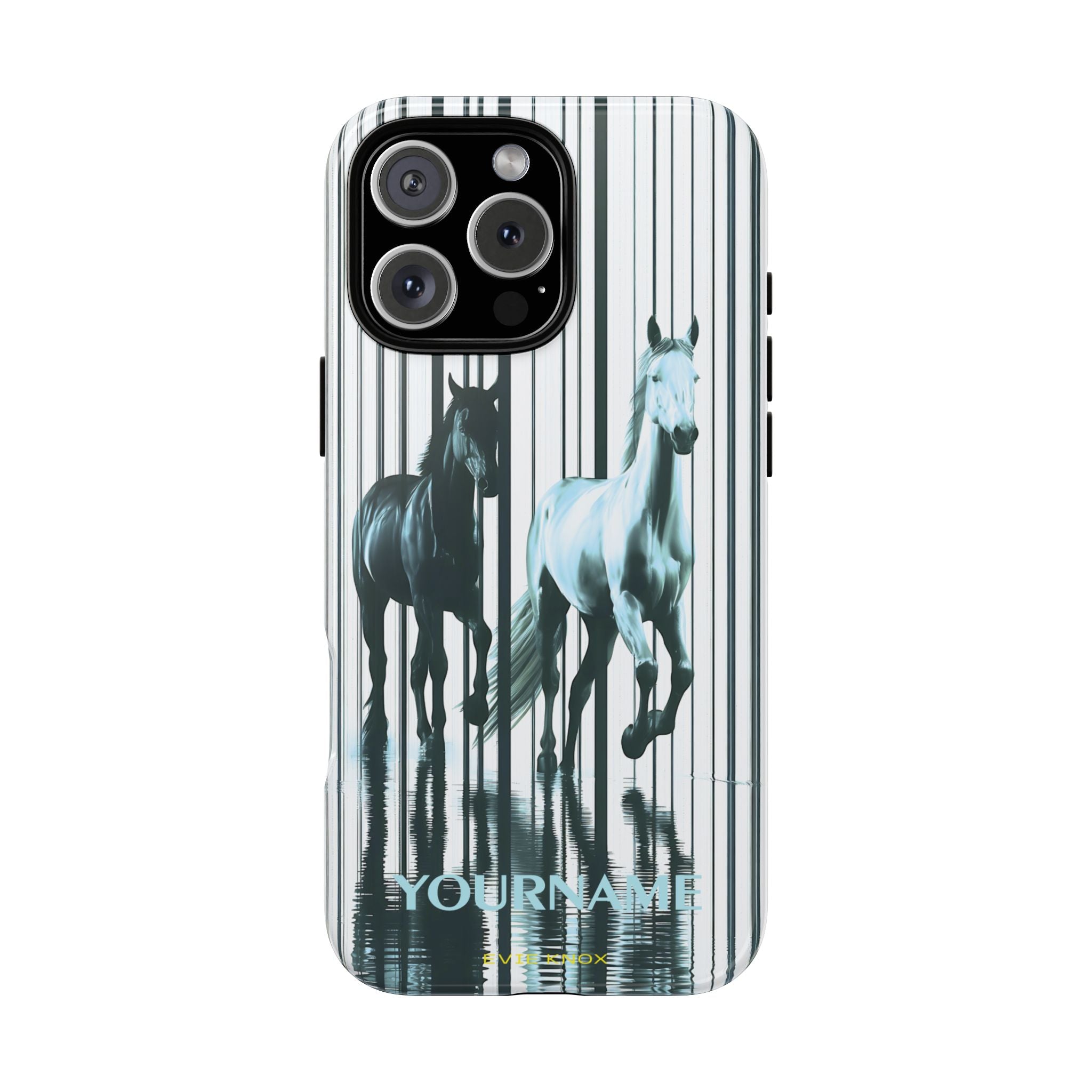 Stallion Mirage Tough iPhone Case – Galloping Horse Black & White Design