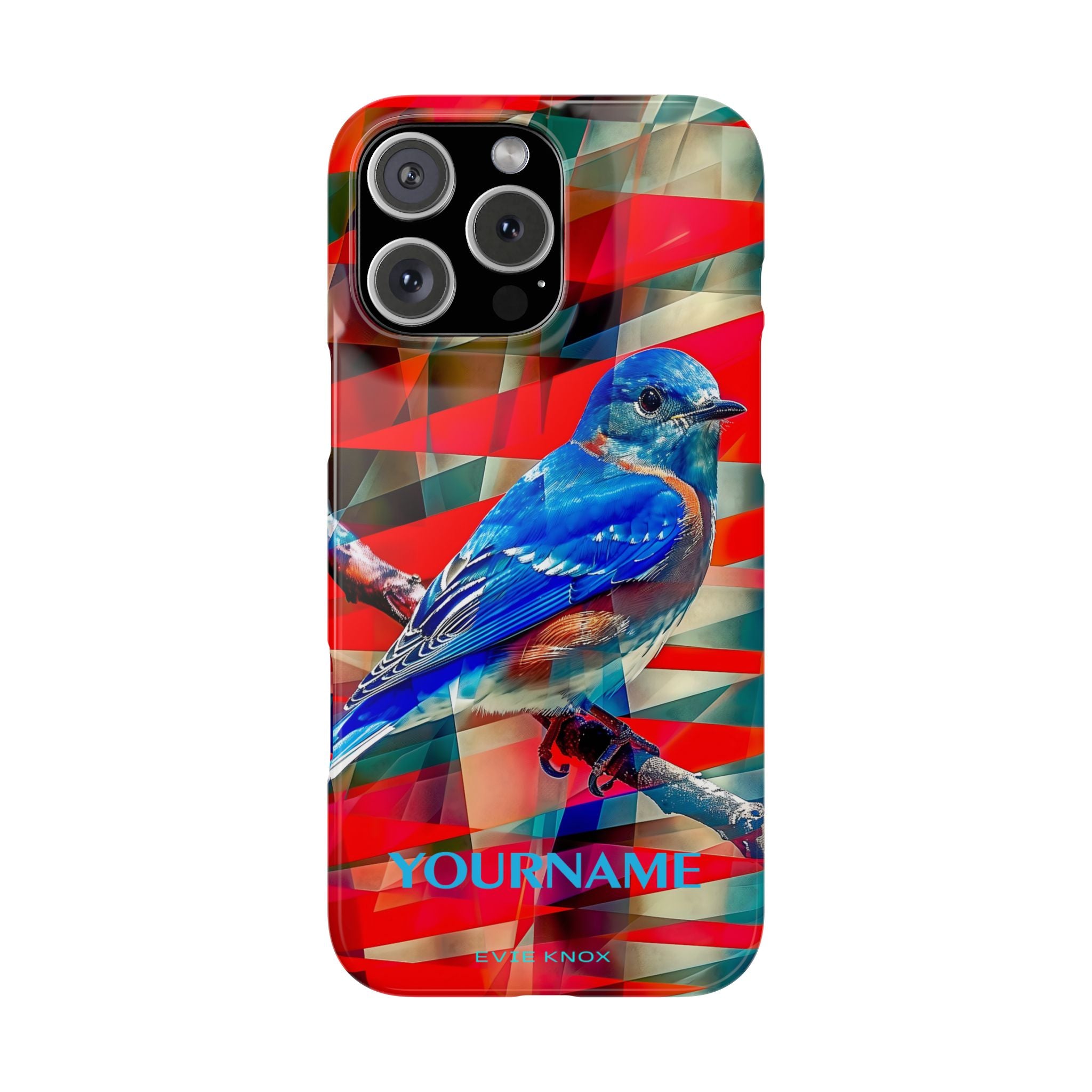Bluebird Slim Phone Case — Vibrant Geometric Nature Design