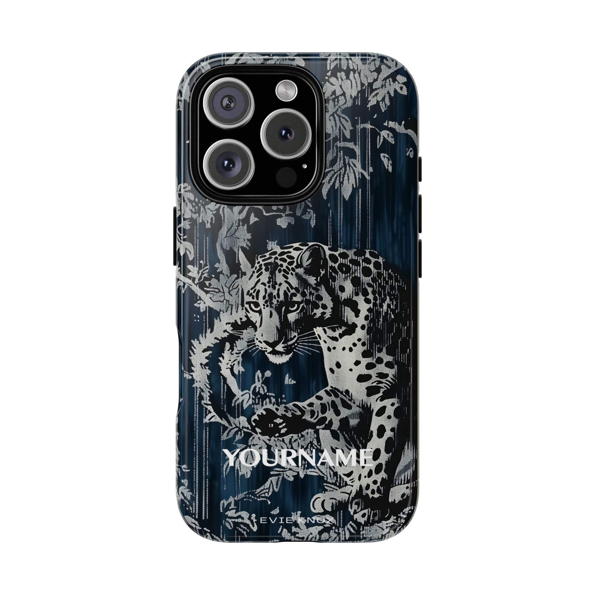 Indigo Leopard Phone Case — Tough Dark Floral iPhone Cover