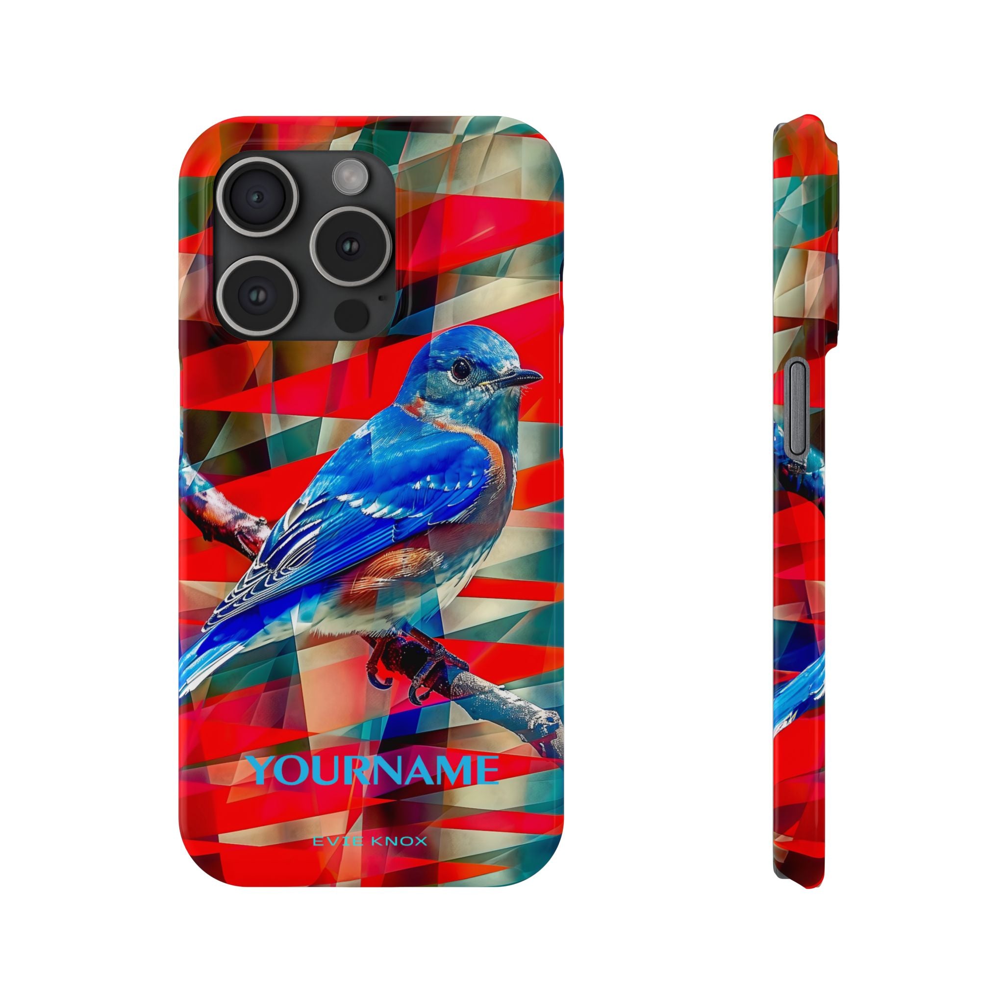 Bluebird Slim Phone Case — Vibrant Geometric Nature Design