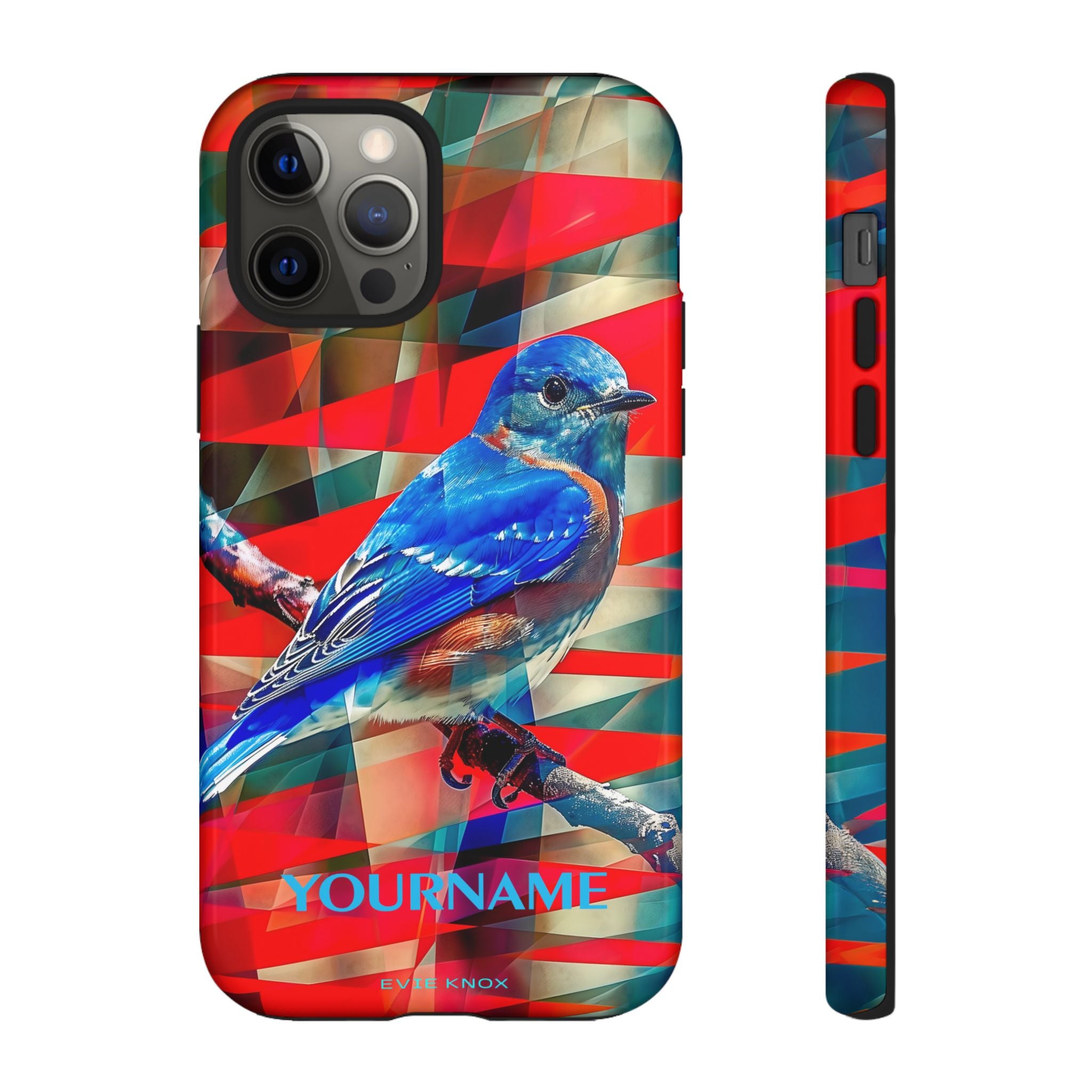 Bluebird Tough Phone Case — Vibrant Geometric Nature Design
