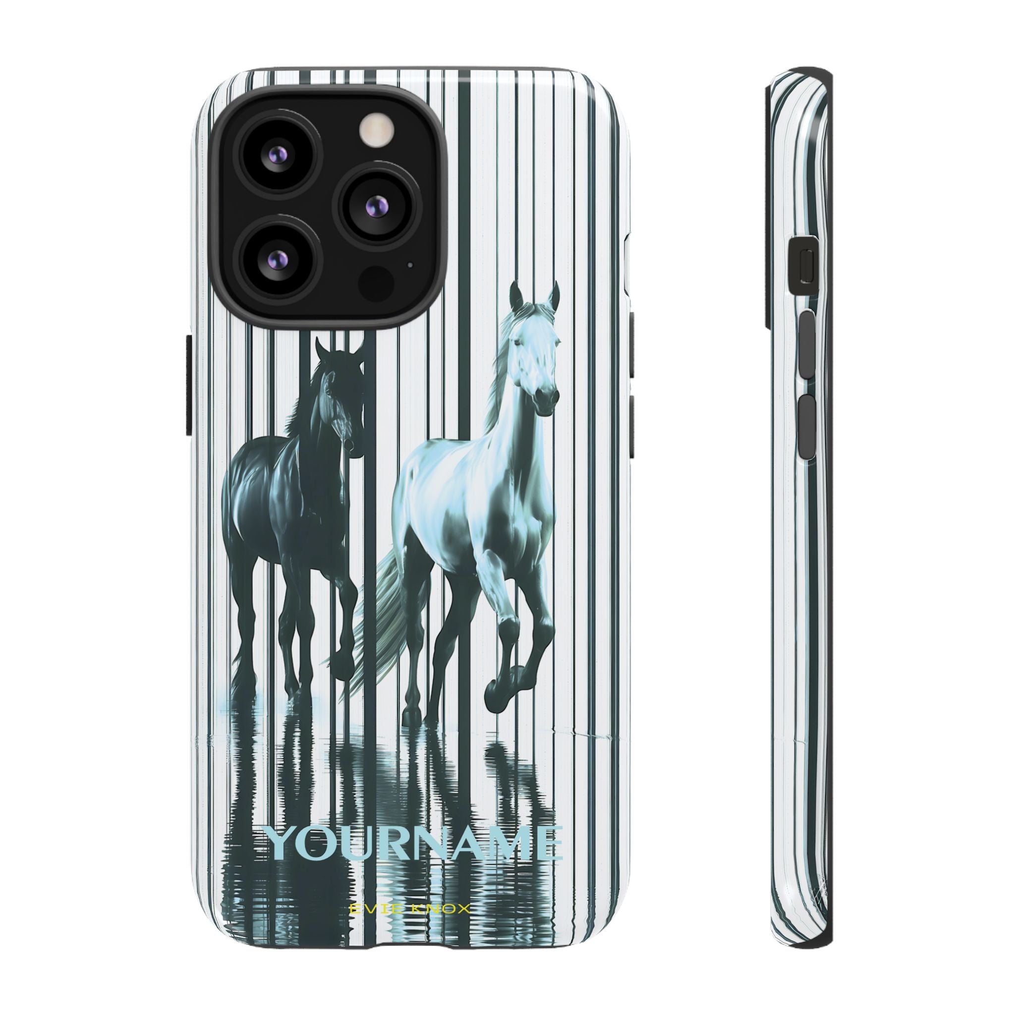 Stallion Mirage Tough iPhone Case – Galloping Horse Black & White Design
