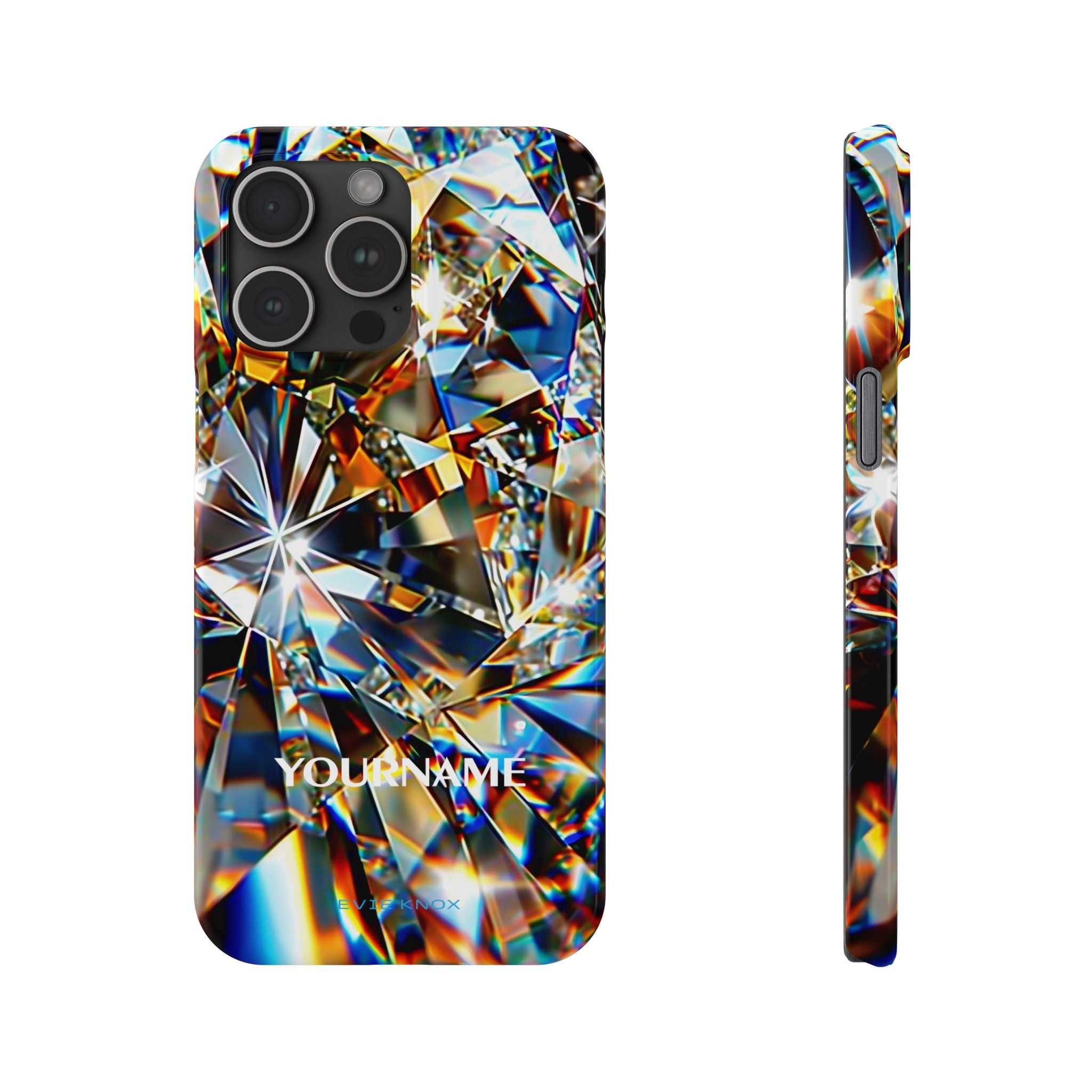 Crystal Facet Slim Phone Case — Iridescent Diamond Pattern