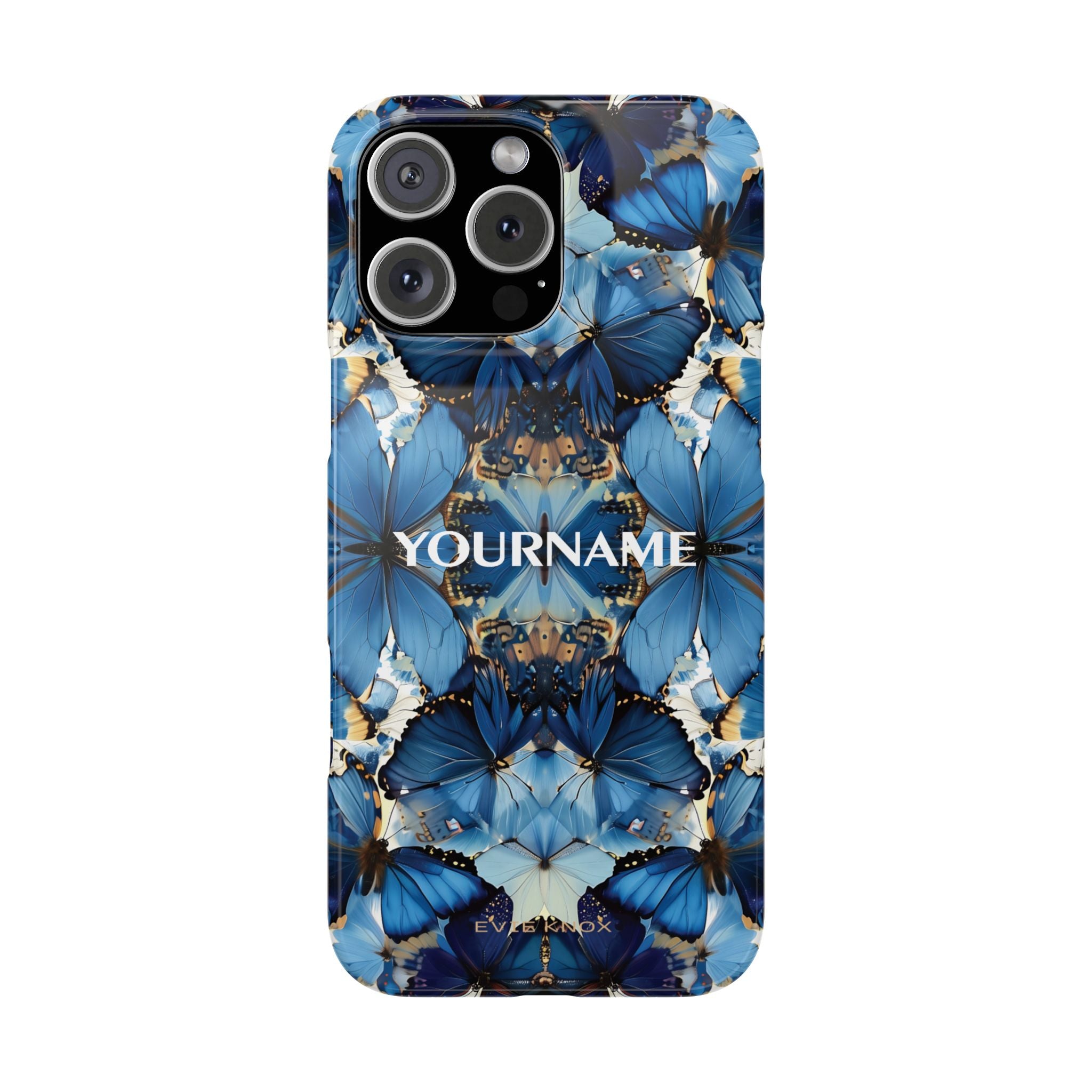Blue Butterfly Kaleidoscope Slim Case — Protective Symmetry Pattern Phone Cover