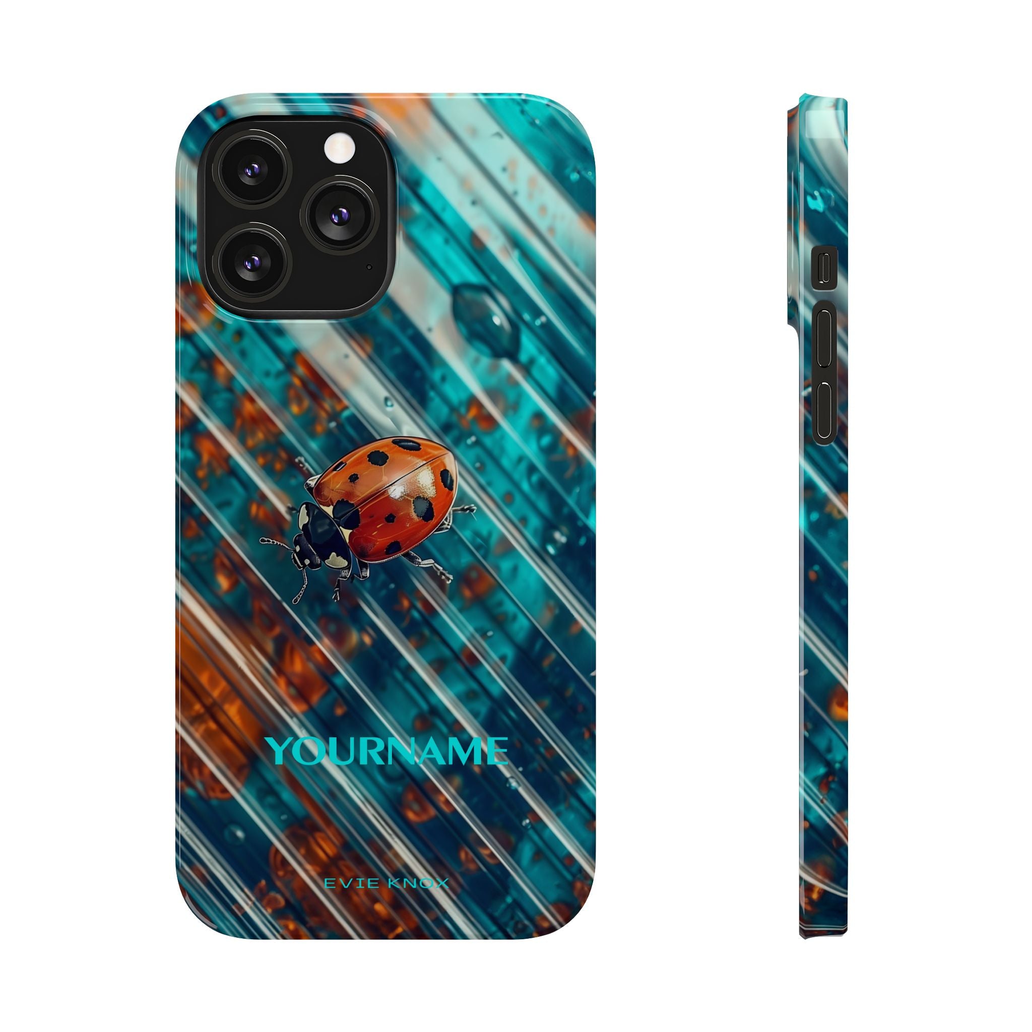 Little Lady Ladybug on Blue Protective Slim Phone Case
