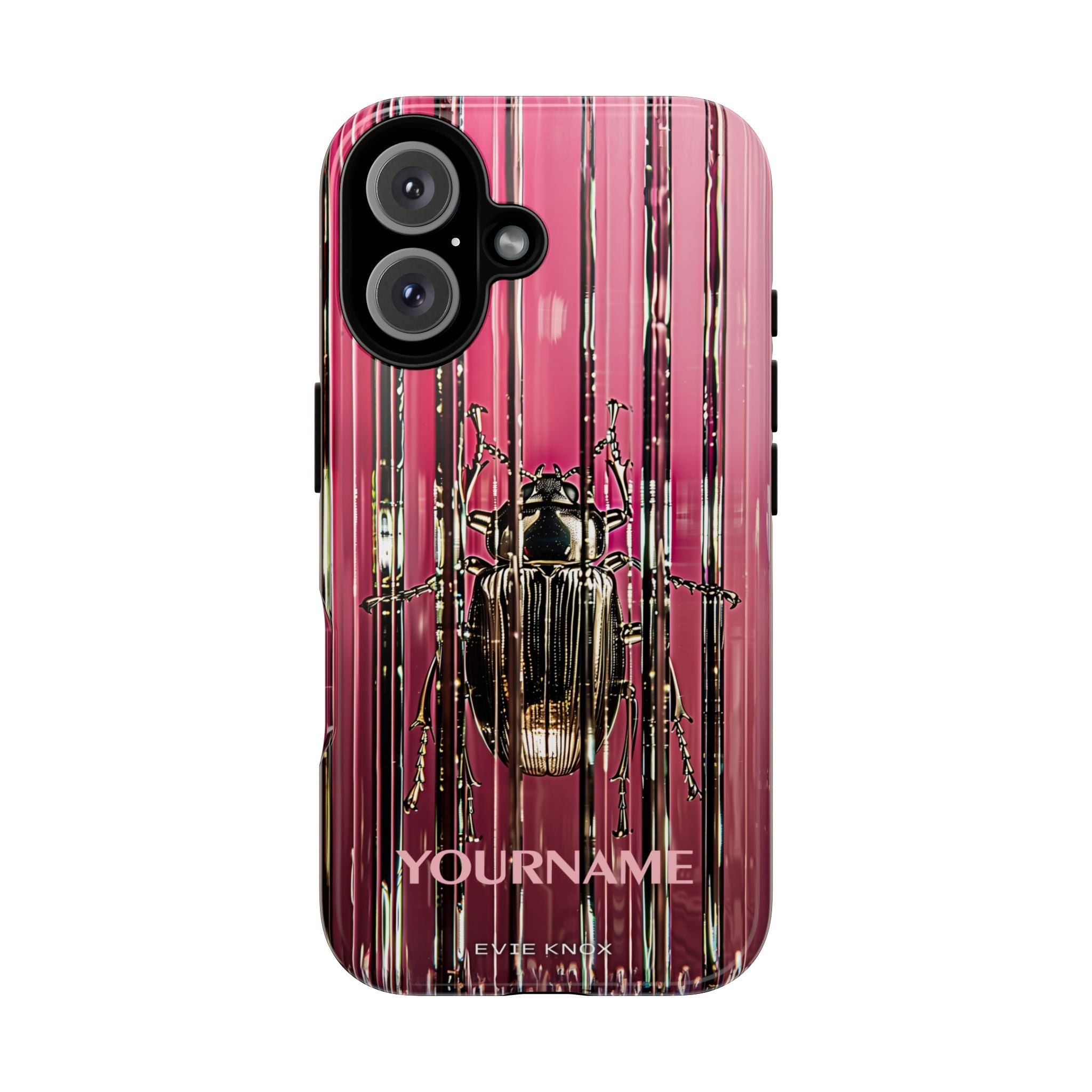 Pink Silver Beetle In Art Glass Tough iPhone Case