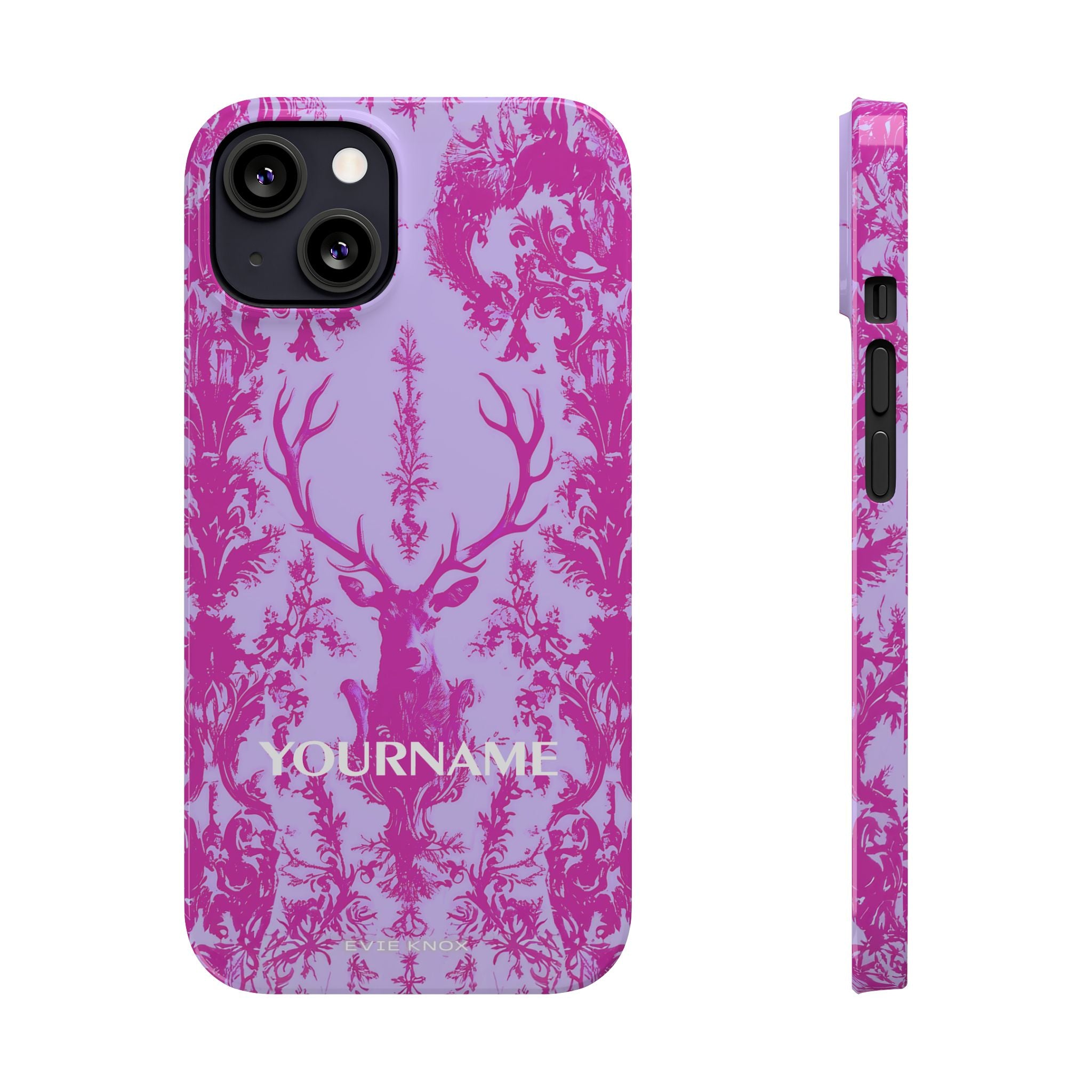 Pink Baroque Deer Slim iPhone Case — Floral Antler Pattern