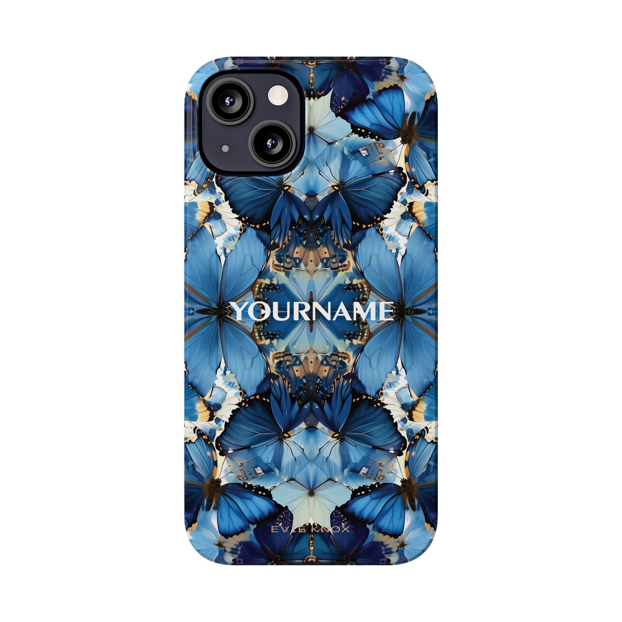 Blue Butterfly Kaleidoscope Slim Case — Protective Symmetry Pattern Phone Cover