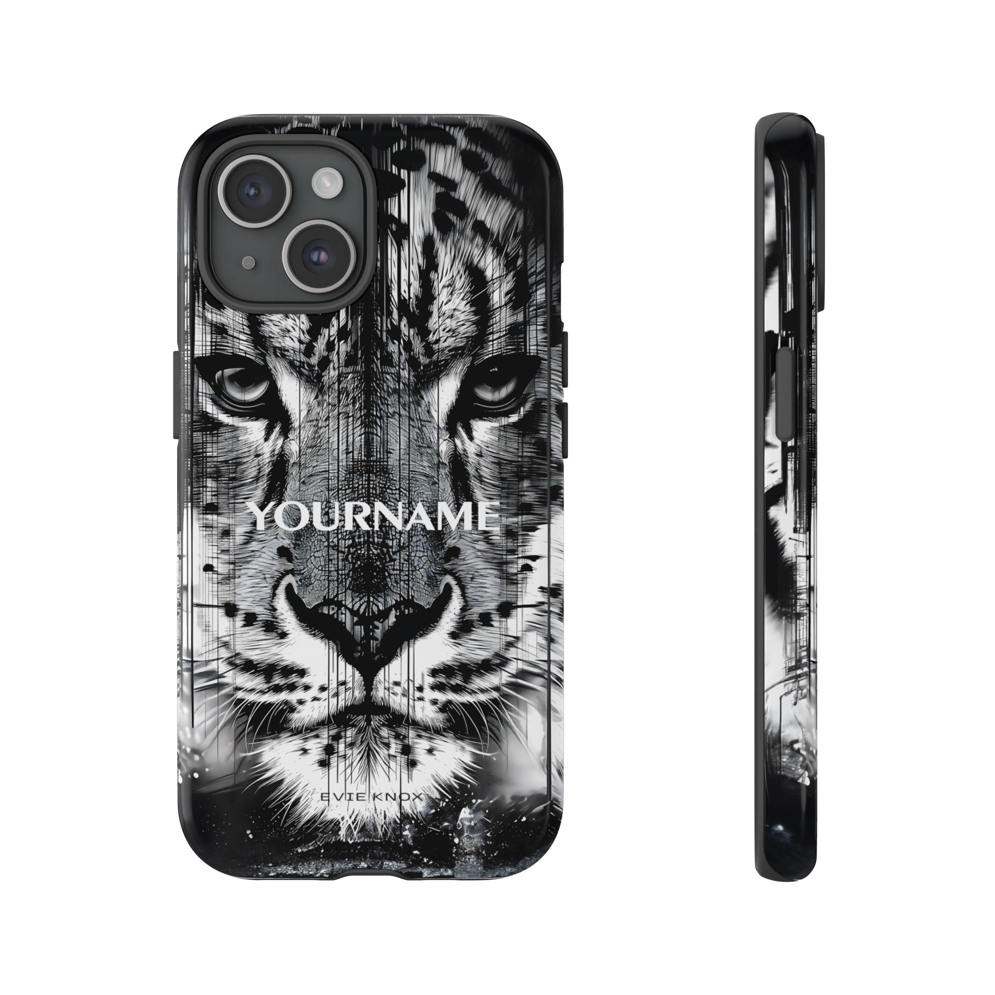 Siberian Tiger Face Tough iPhone Case — Black & White Protective Case