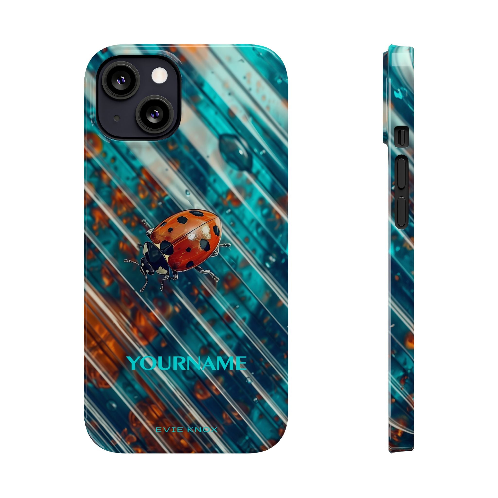 Little Lady Ladybug on Blue Protective Slim Phone Case