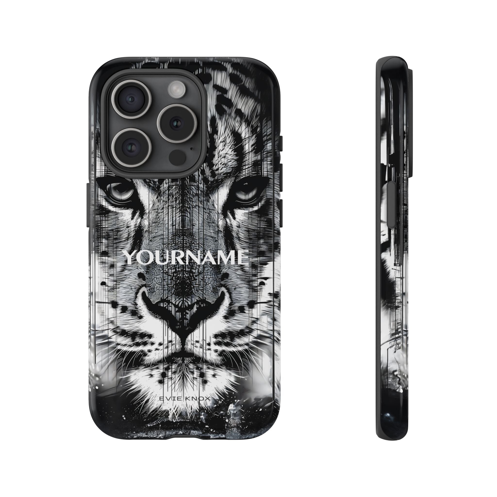 Siberian Tiger Face Tough iPhone Case — Black & White Protective Case