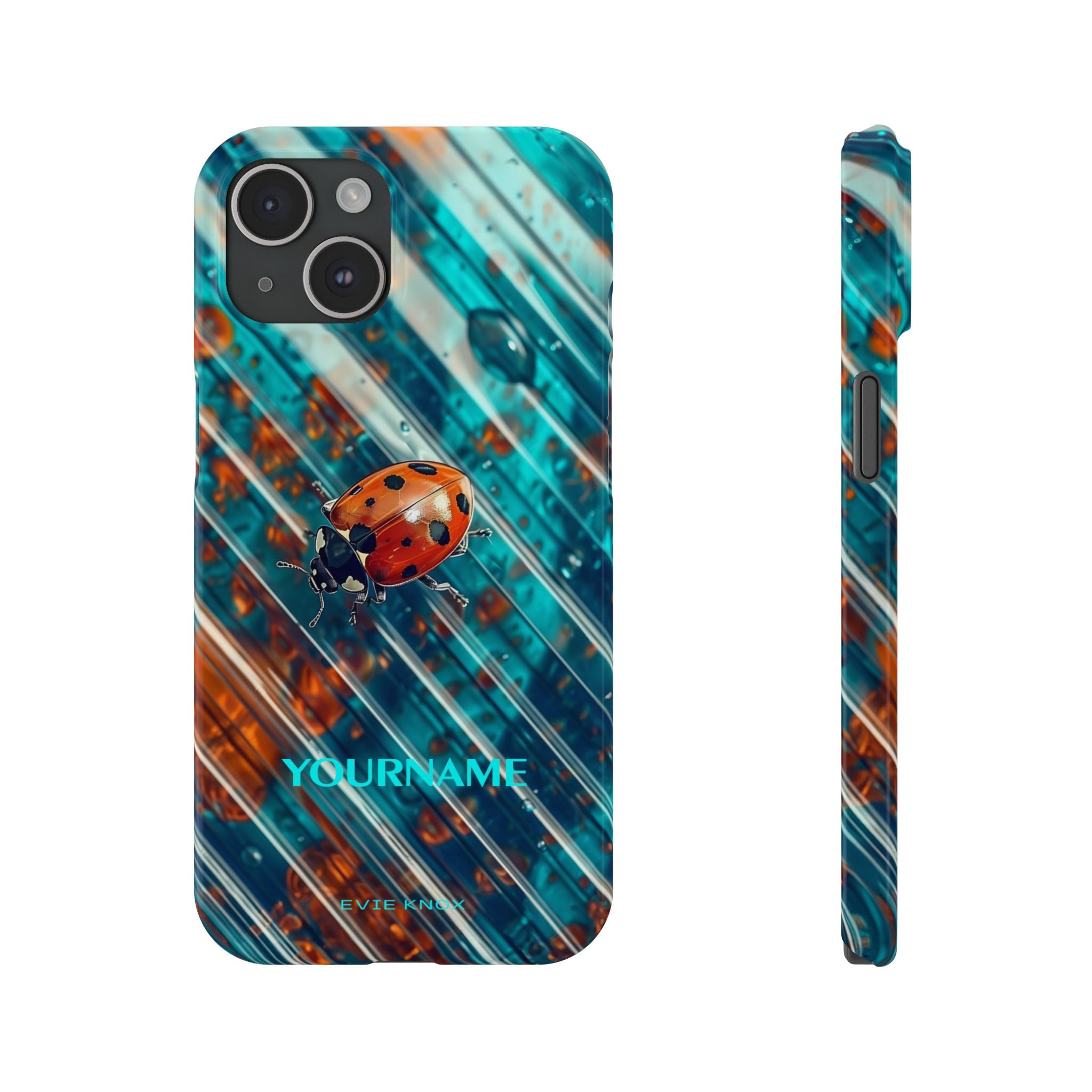Little Lady Ladybug on Blue Protective Slim Phone Case