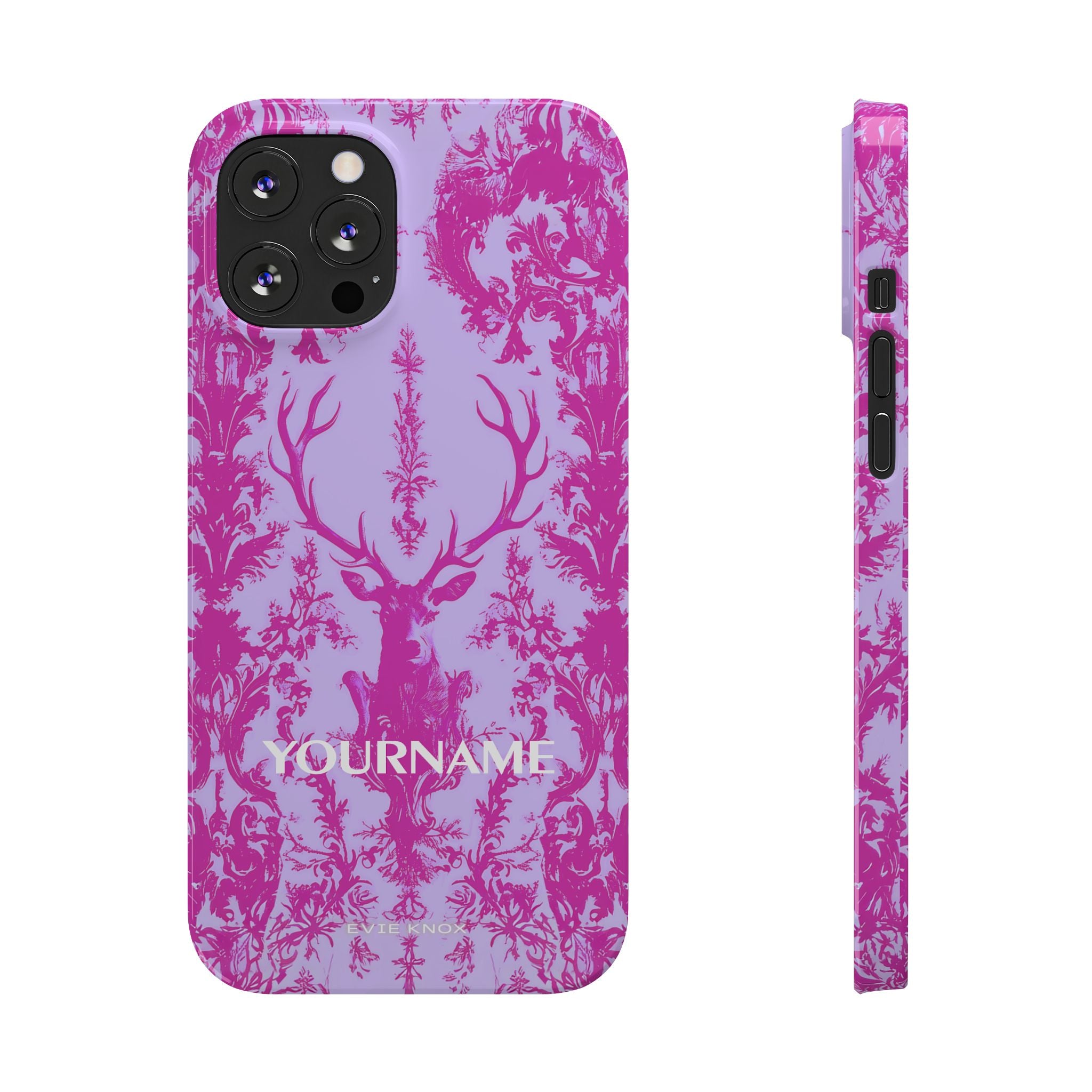 Pink Baroque Deer Slim iPhone Case — Floral Antler Pattern