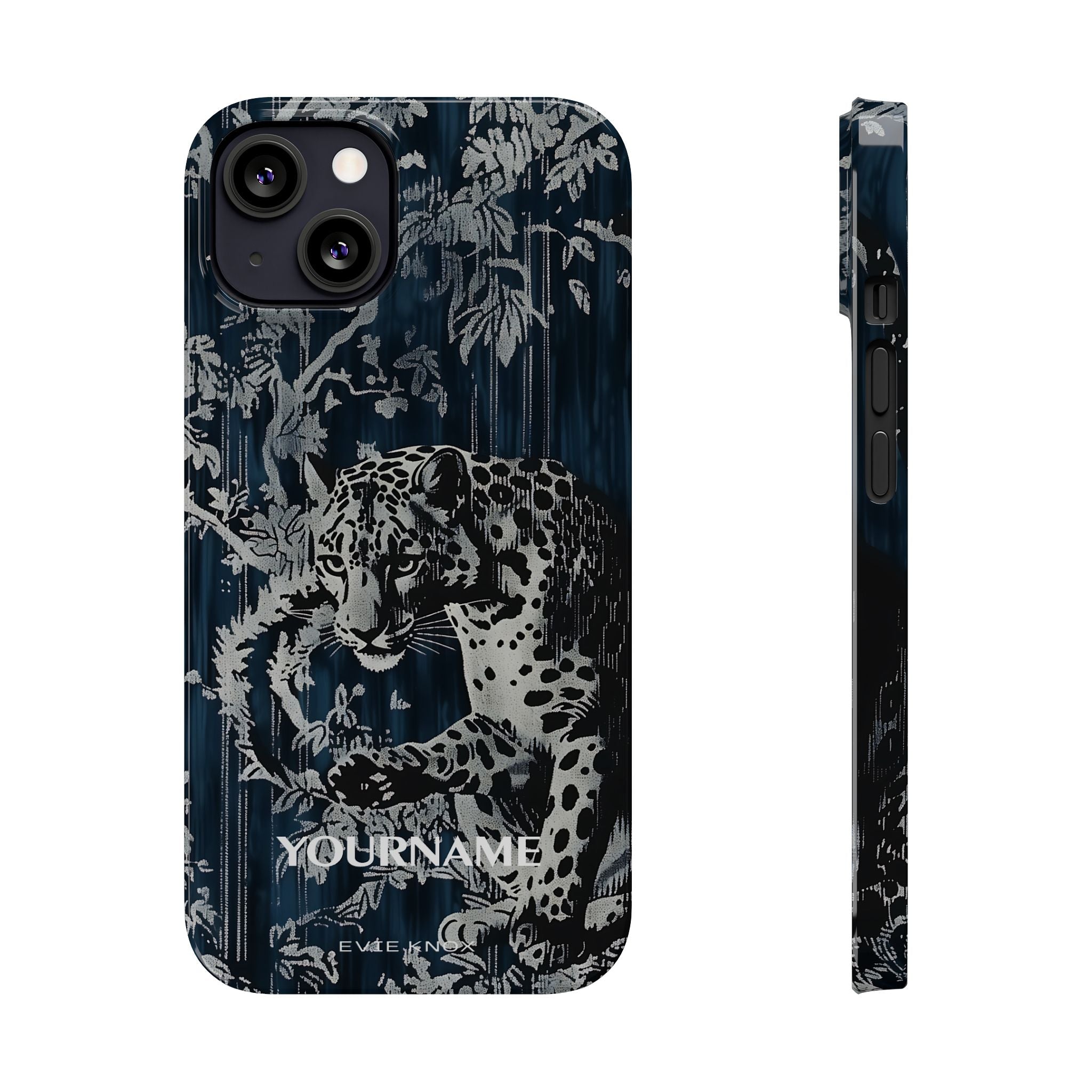 Indigo Leopard Slim Phone Case — Night Jungle Panther Design