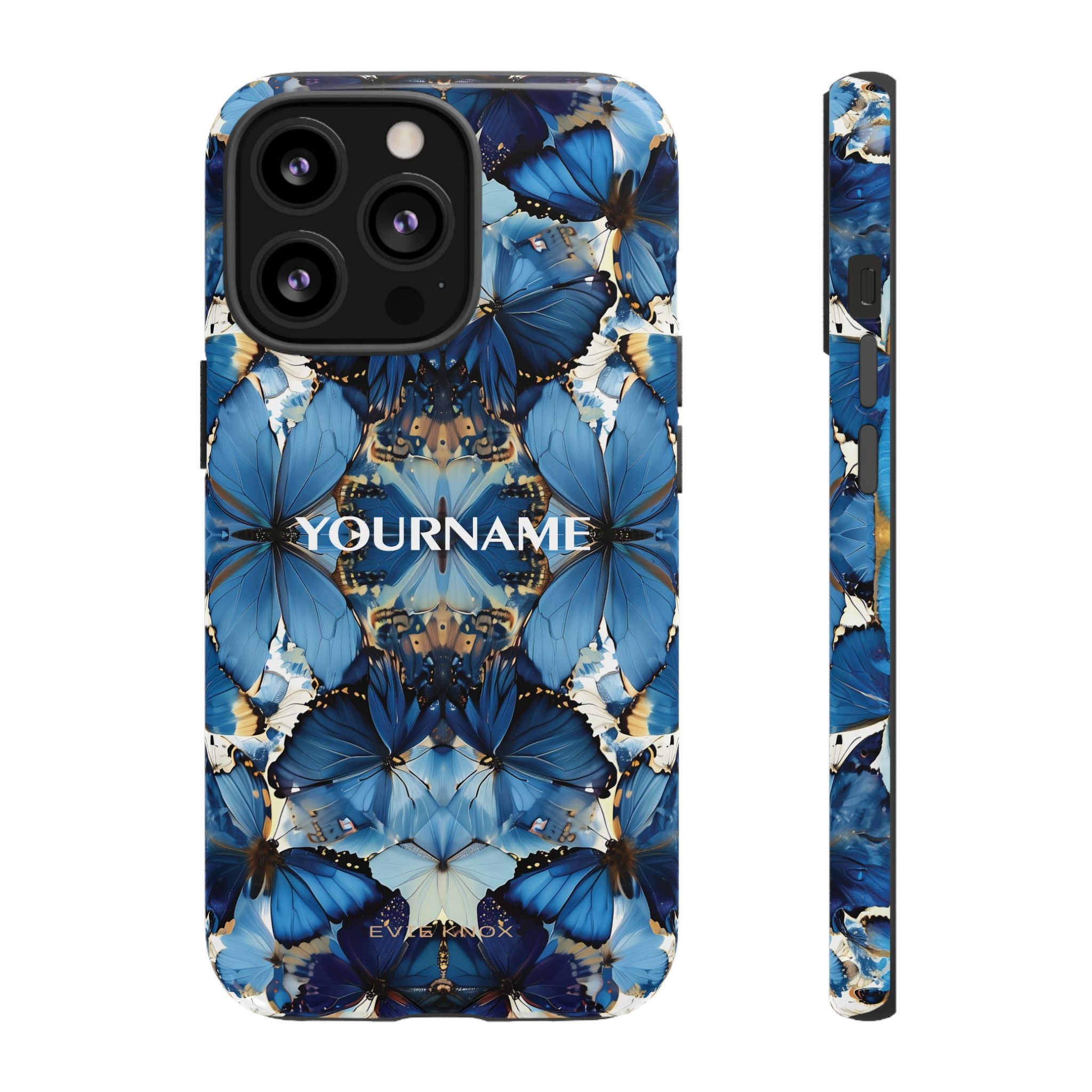 Blue Butterfly Phone Case — Personalized Tough Case with Kaleidoscope Design