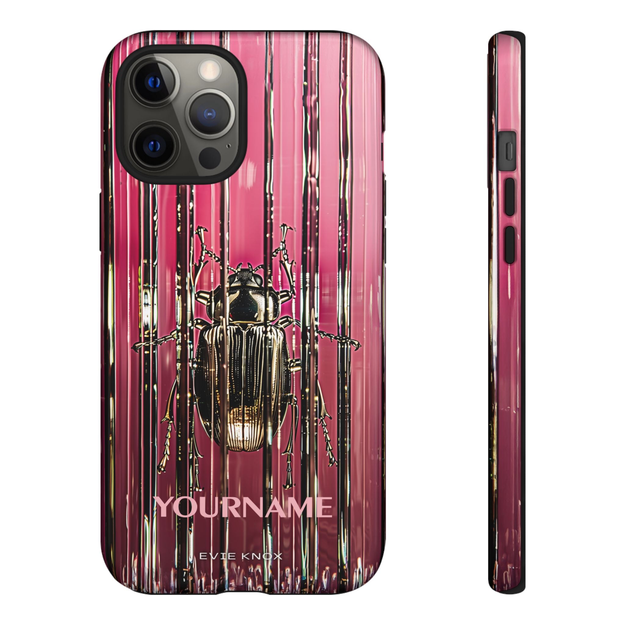 Pink Silver Beetle In Art Glass Tough iPhone Case