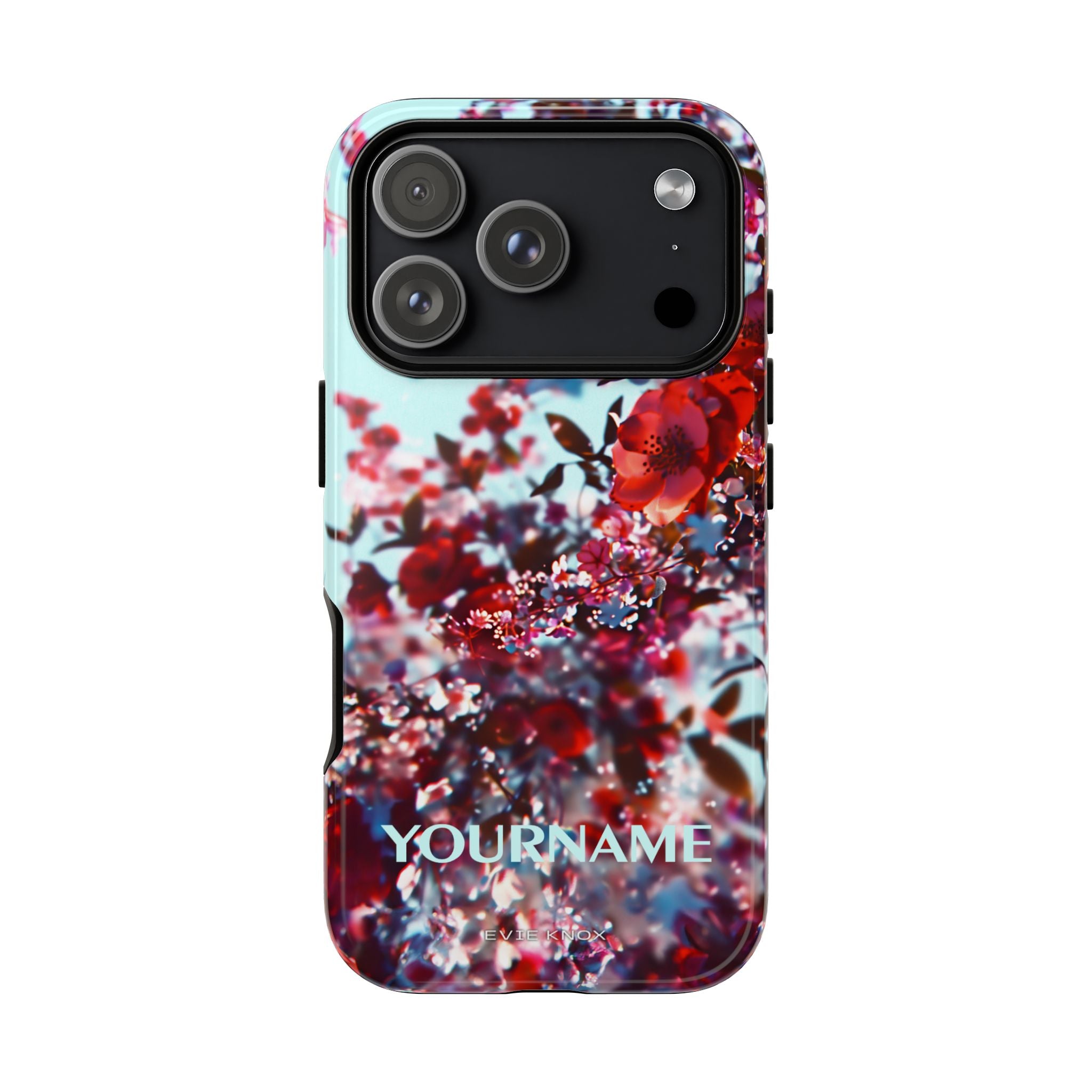 Red Cherry Blossom Floral Tough iPhone Case — Customizable Protective Cover