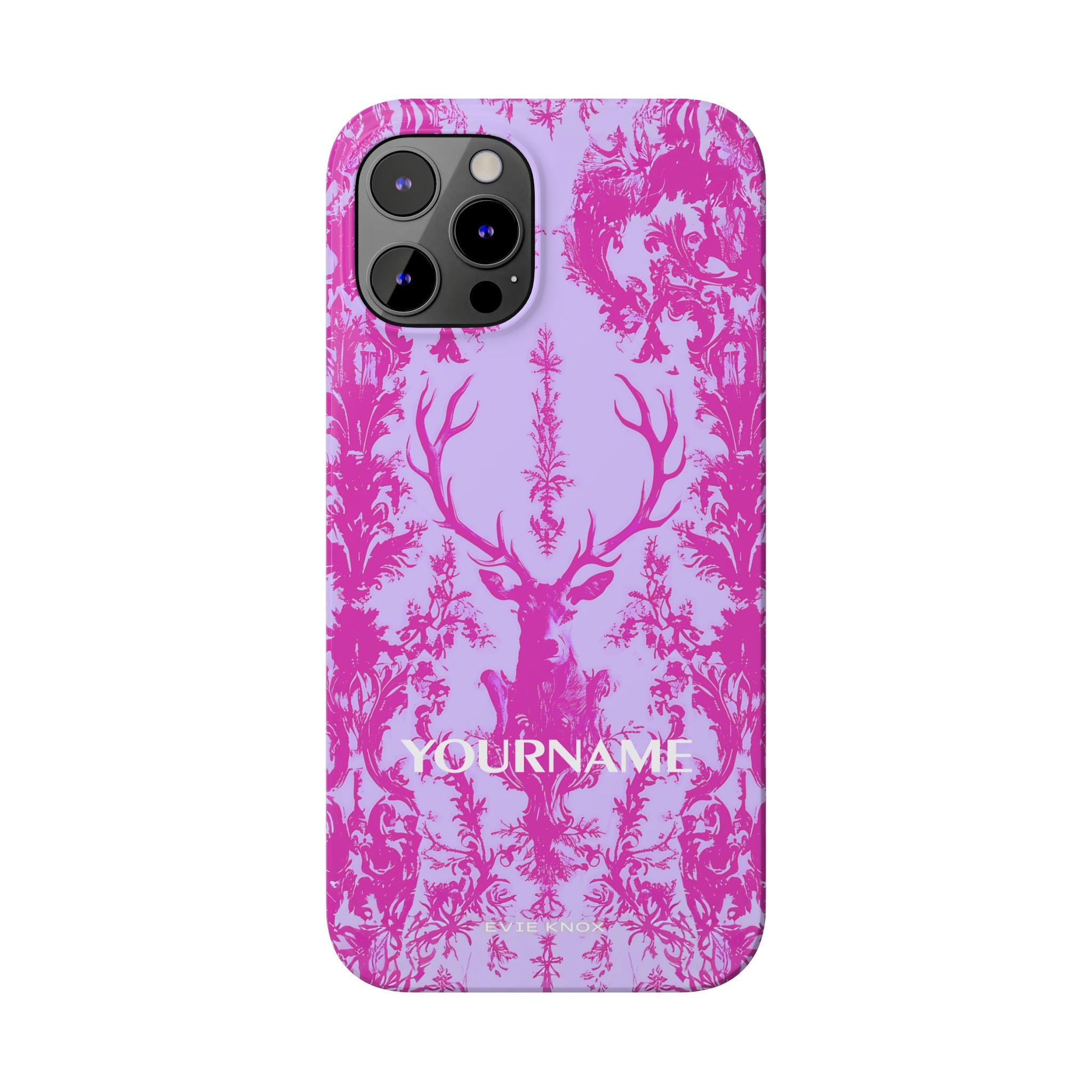 Pink Baroque Deer Slim iPhone Case — Floral Antler Pattern