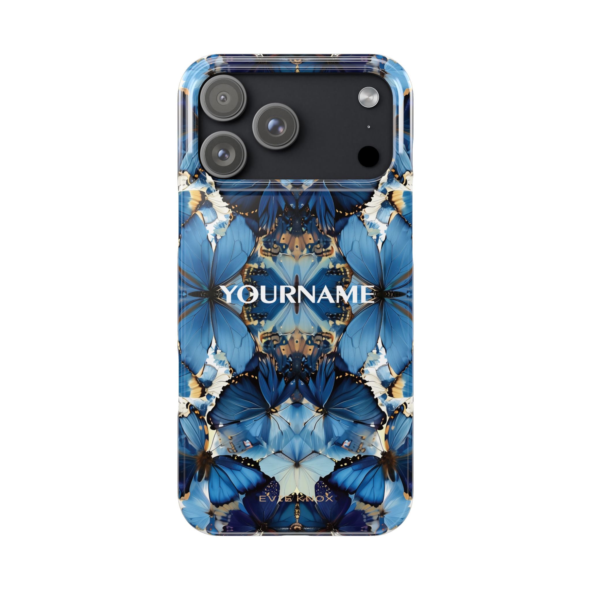 Blue Butterfly Kaleidoscope Slim Case — Protective Symmetry Pattern Phone Cover