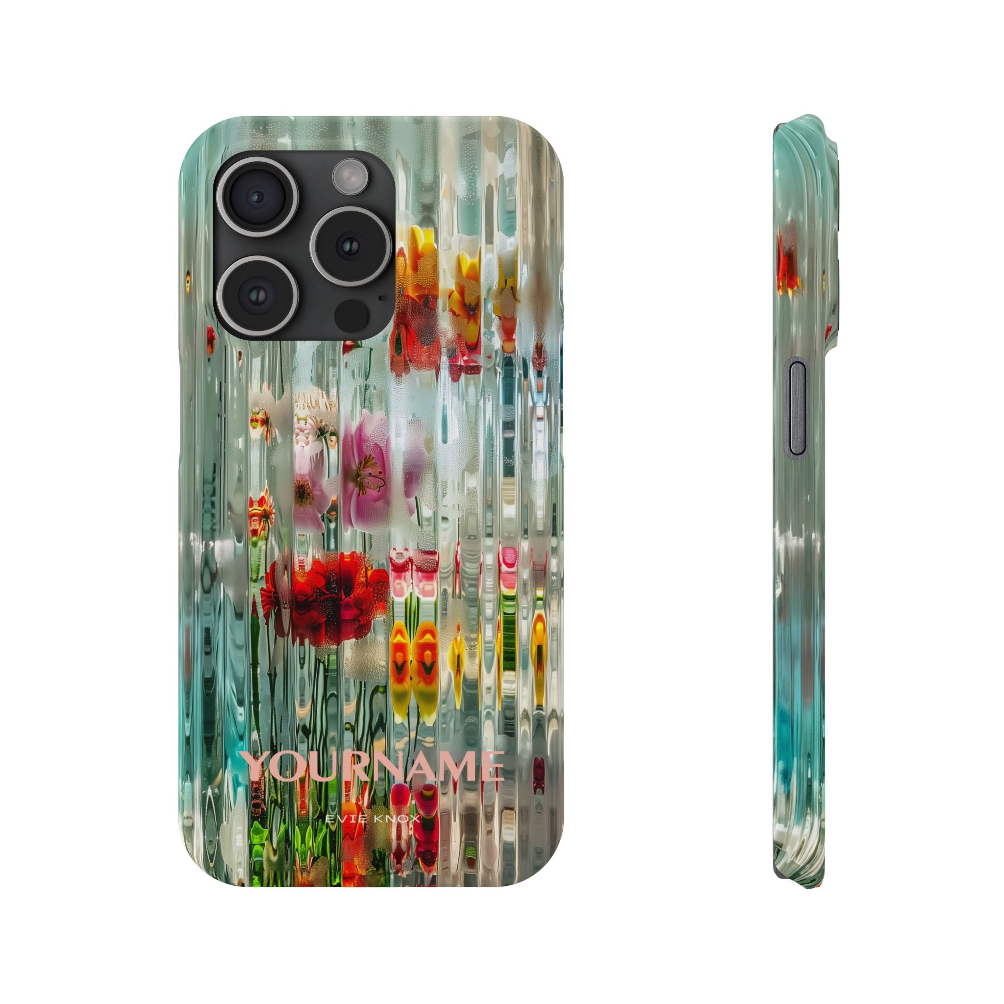 Abstract Floral Slim iPhone Case — Colorful Waterglass Pattern, Protective iPhone Cover