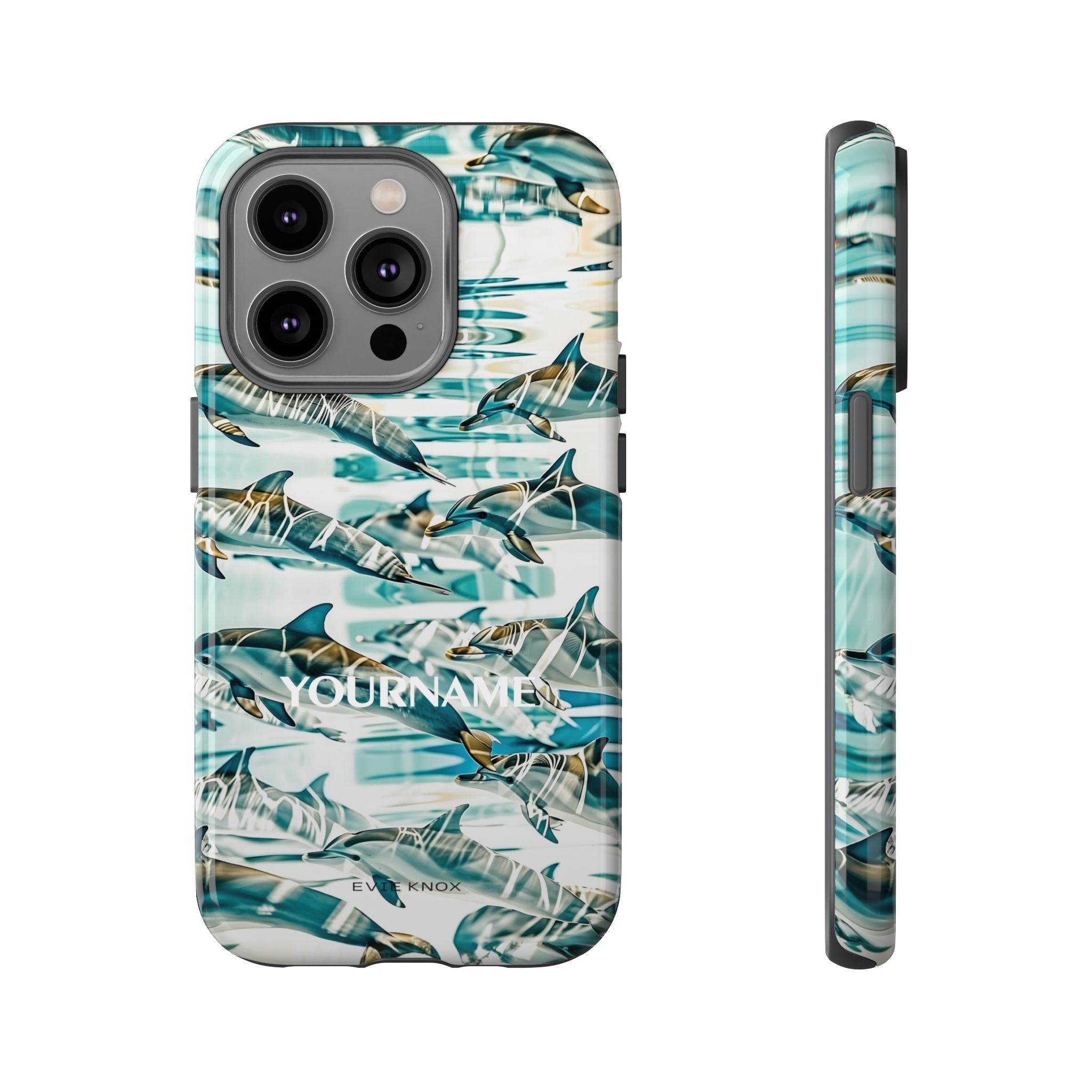 Dolphin Wave Tough Phone Case — Personalized Ocean Print