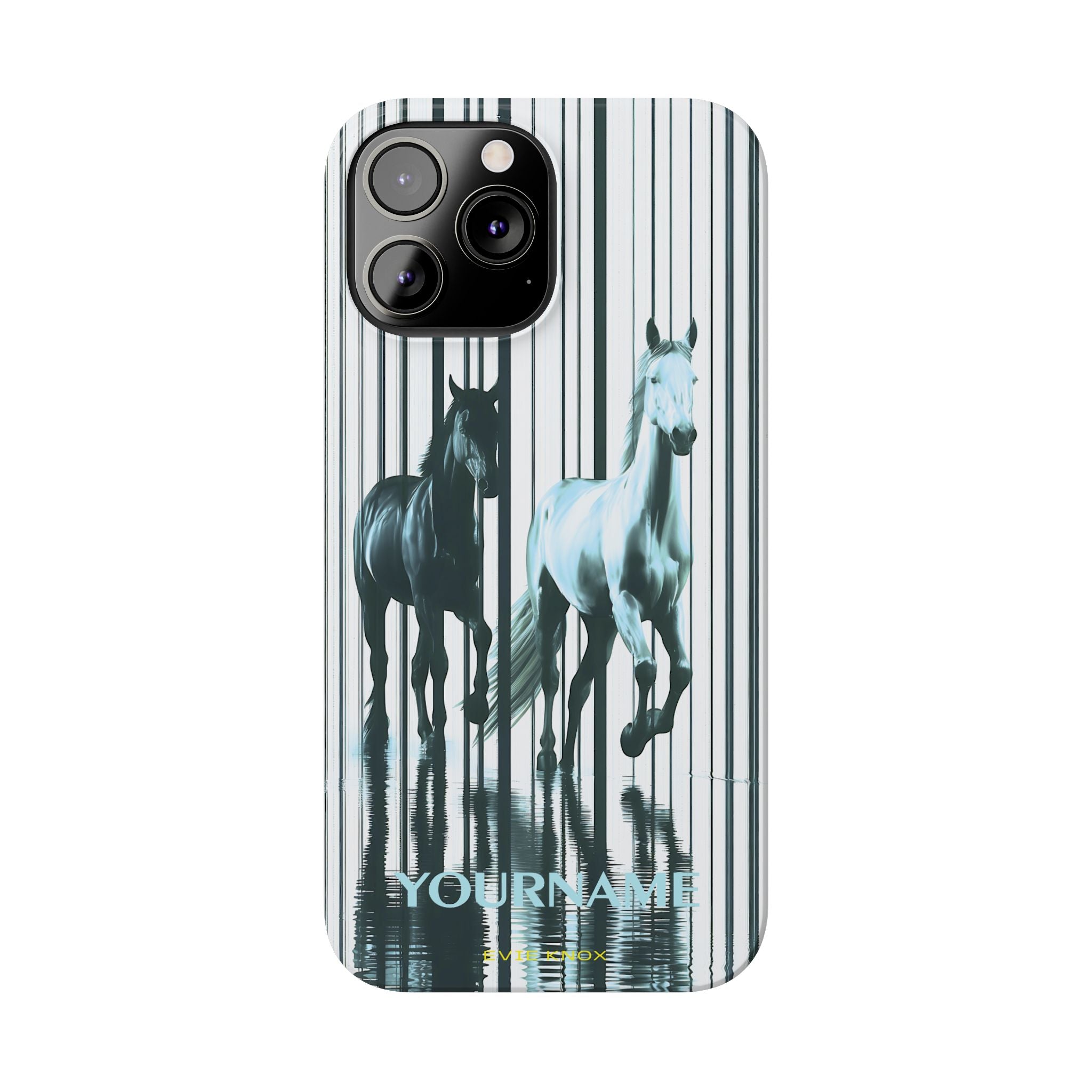 Stallion Mirage Slim iPhone Case – Galloping Horse Black & White Design