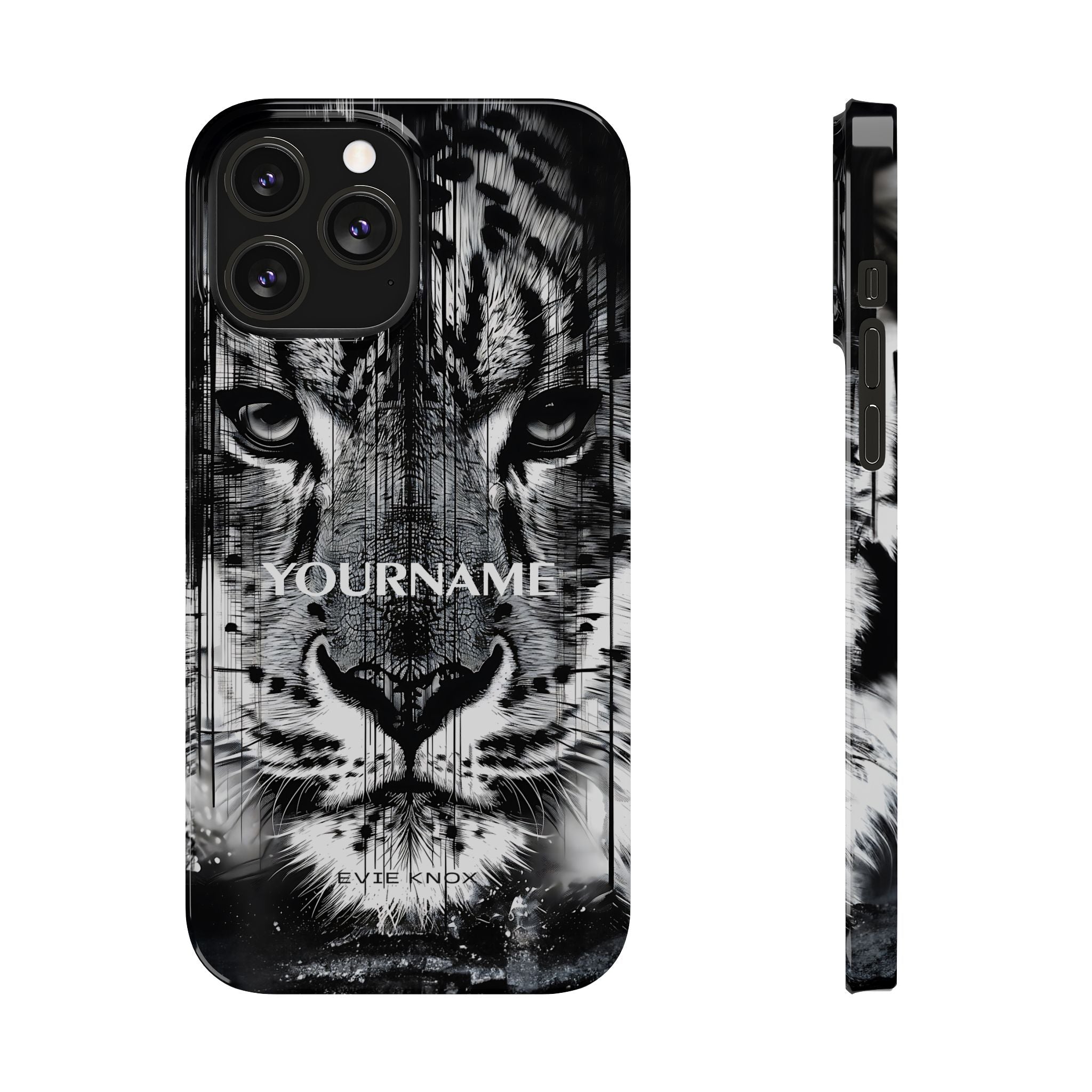 Siberian Tiger Face Slim iPhone Case — Black & White Protective Case