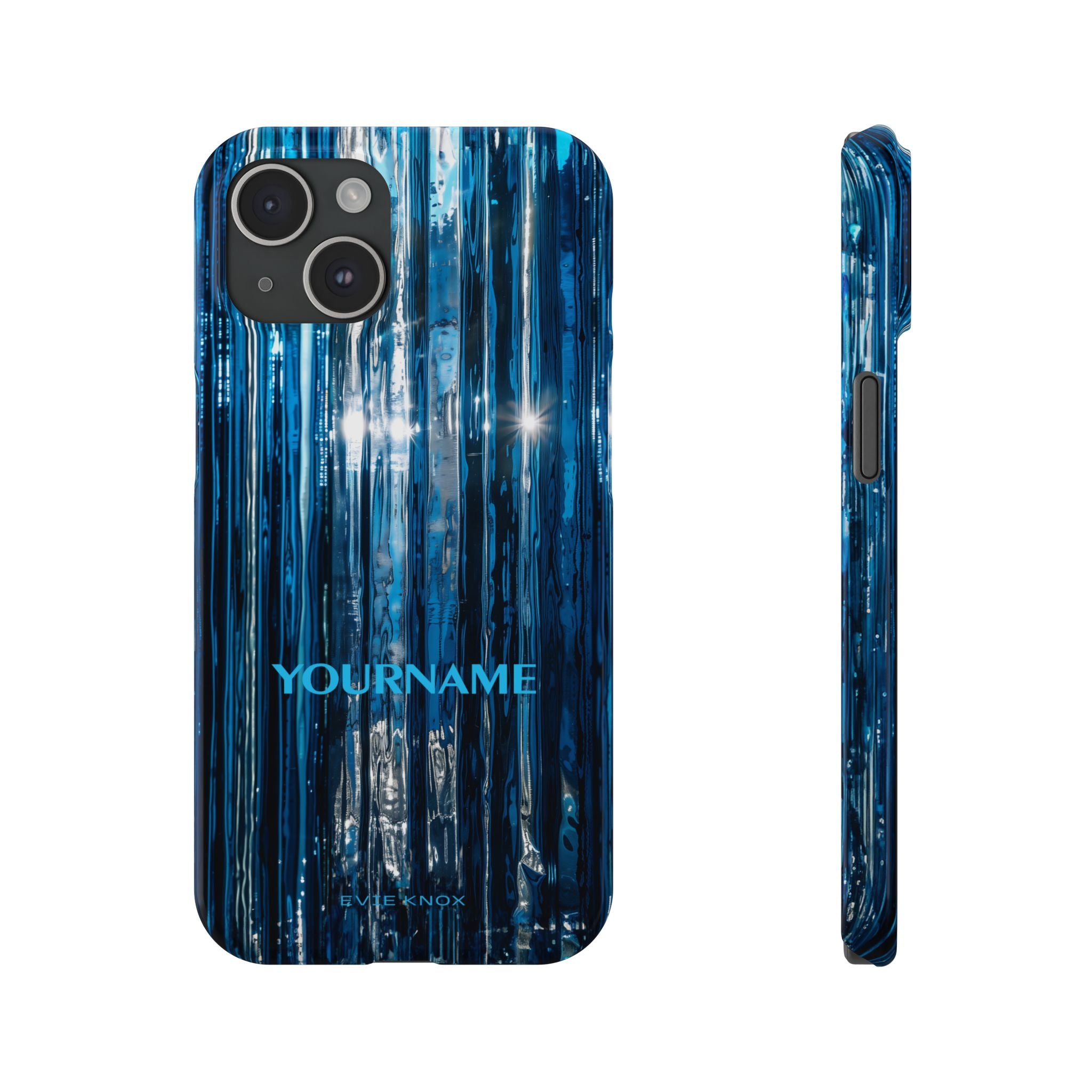 Blue Ribbed Art Glass Effect Slim iPhone Case - Personalized Phone case