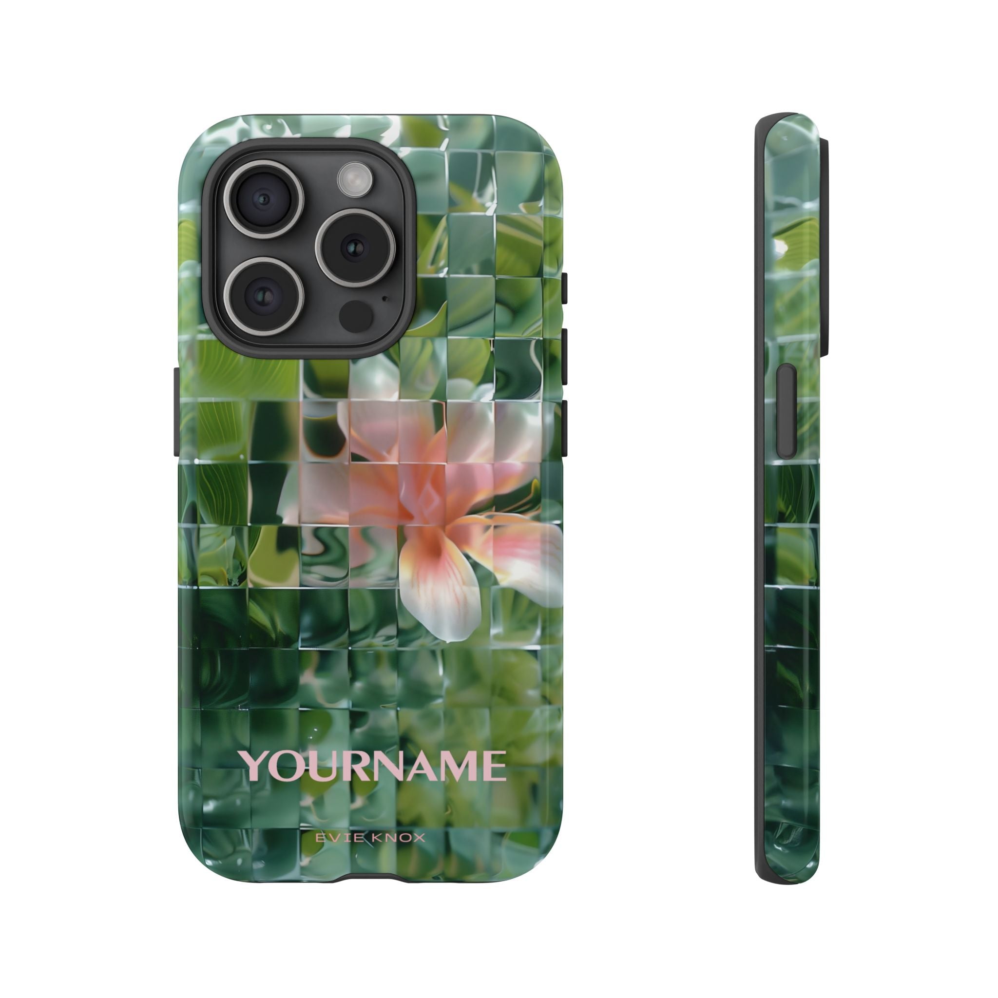 Tropical Mosaic Flower Tough iPhone Case - Personalizable Phone Case