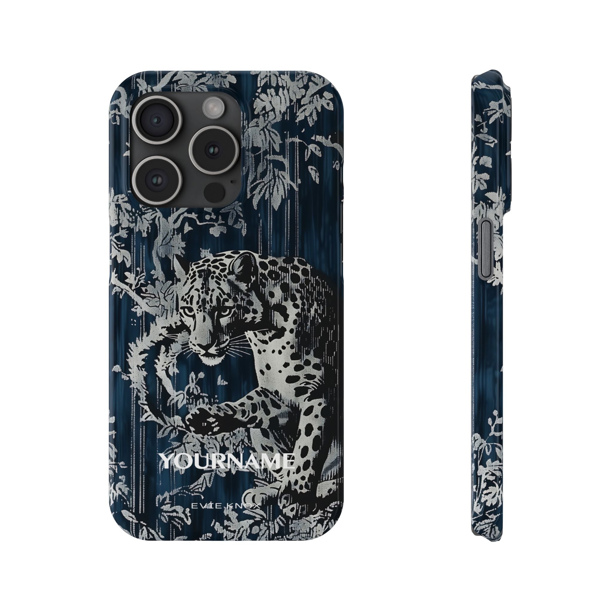 Indigo Leopard Slim Phone Case — Night Jungle Panther Design