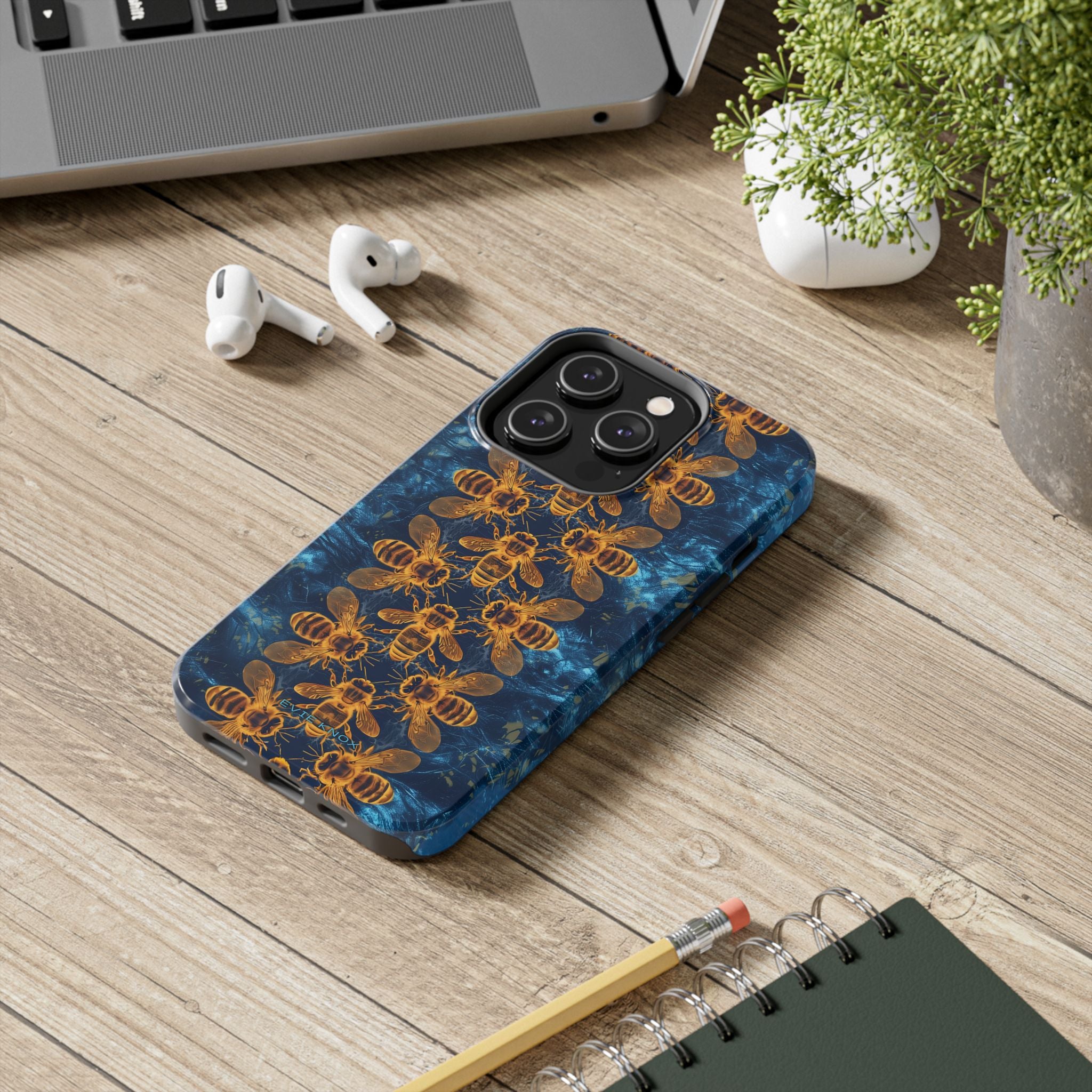 Bees On Blue iPhone Case
