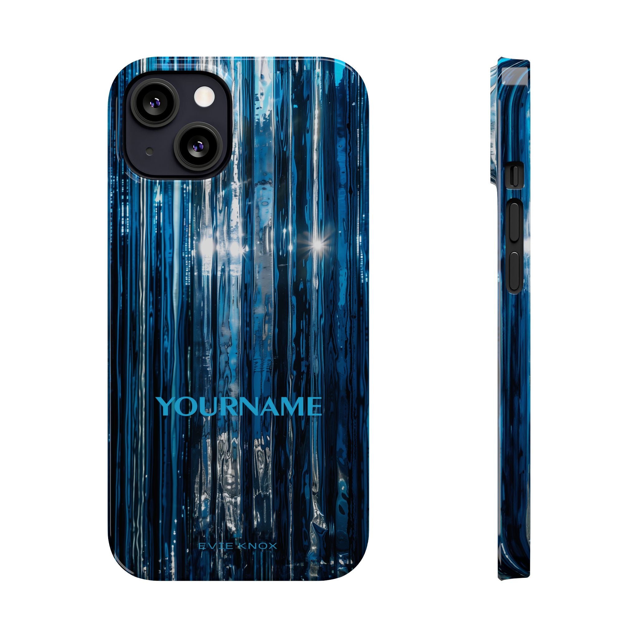 Blue Ribbed Art Glass Effect Slim iPhone Case - Personalized Phone case
