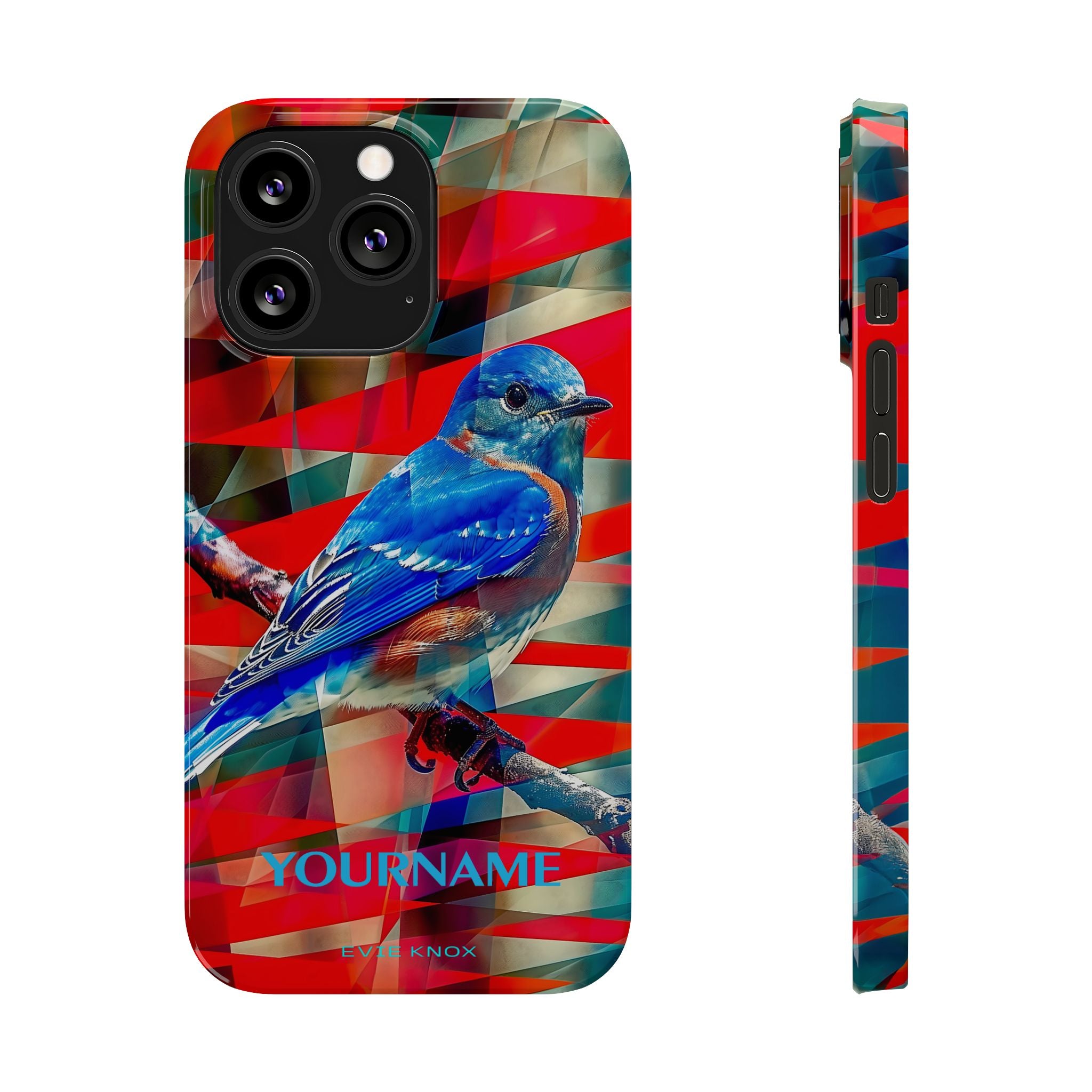 Bluebird Slim Phone Case — Vibrant Geometric Nature Design