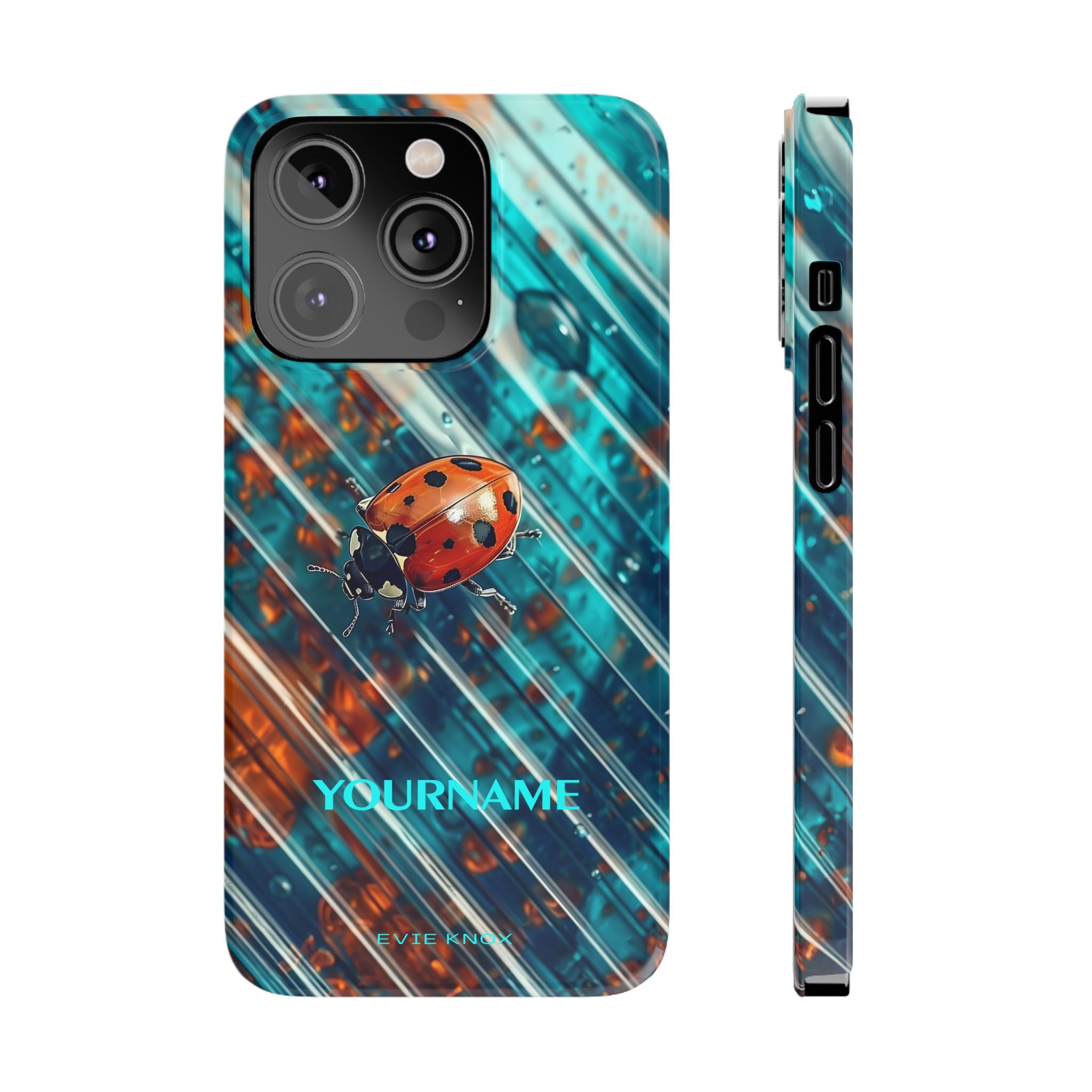 Little Lady Ladybug on Blue Protective Slim Phone Case