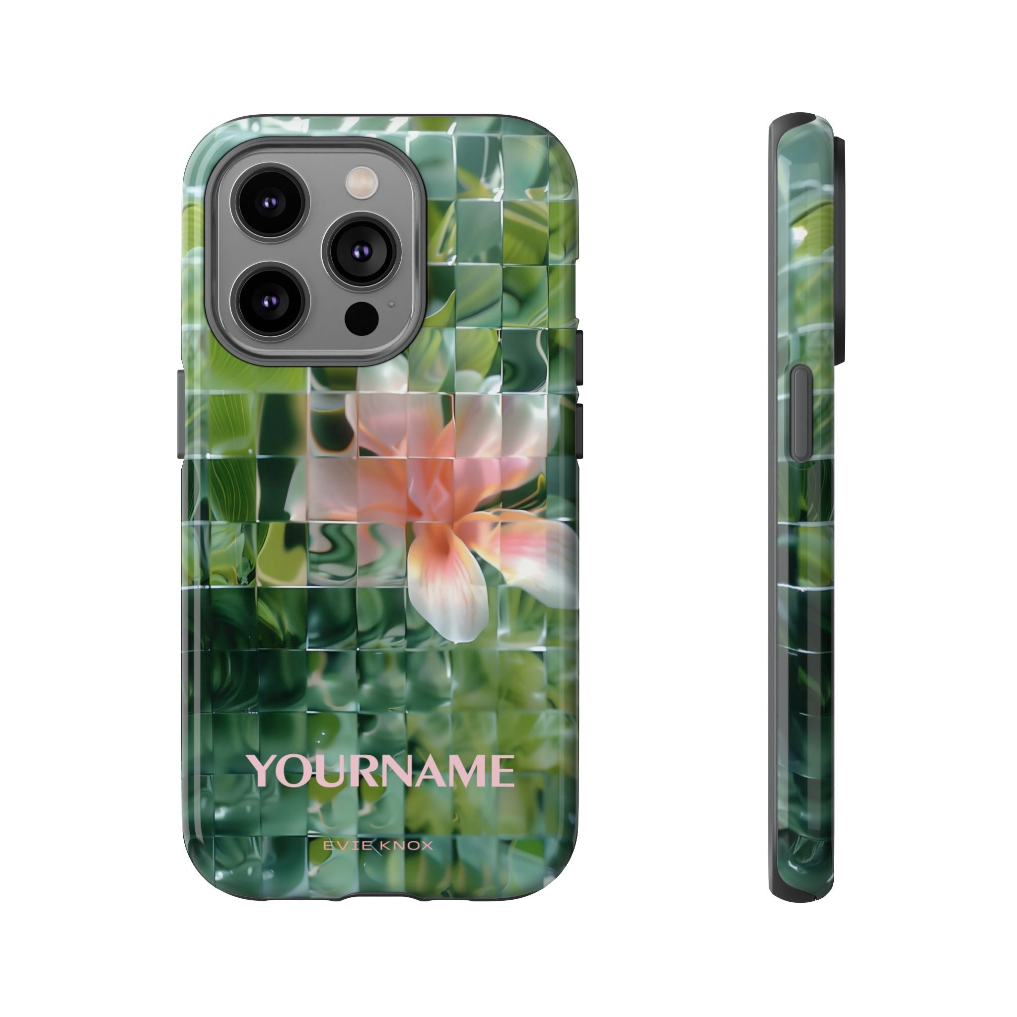Tropical Mosaic Flower Tough iPhone Case - Personalizable Phone Case