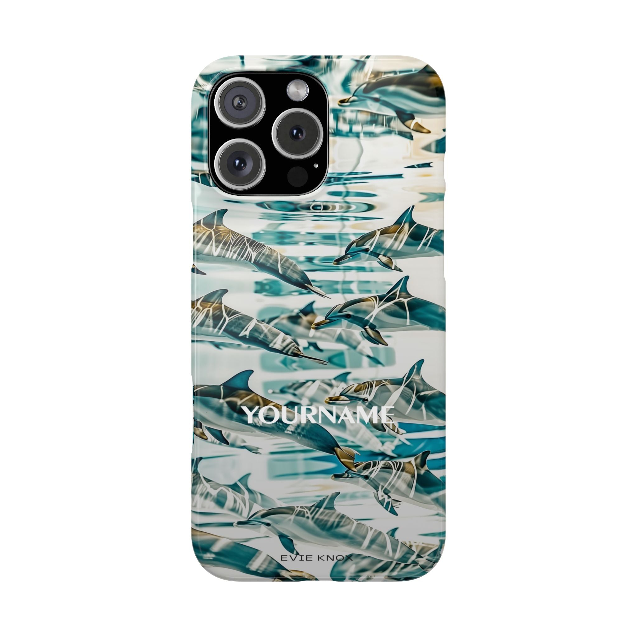 Dolphin Wave Slim Phone Case — Personalized Ocean Pattern