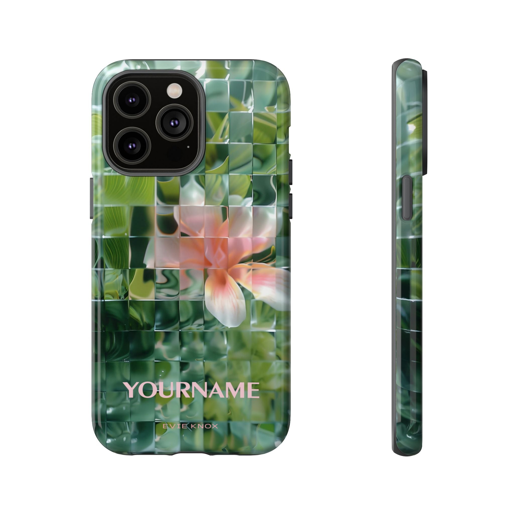 Tropical Mosaic Flower Tough iPhone Case - Personalizable Phone Case