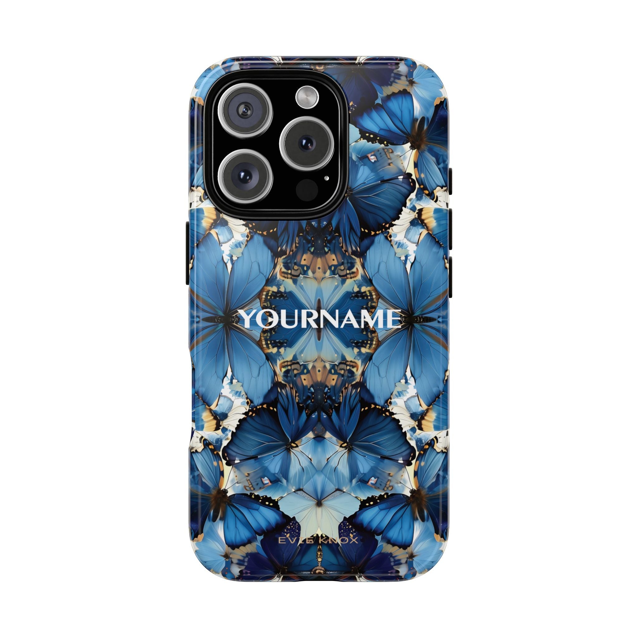Blue Butterfly Phone Case — Personalized Tough Case with Kaleidoscope Design