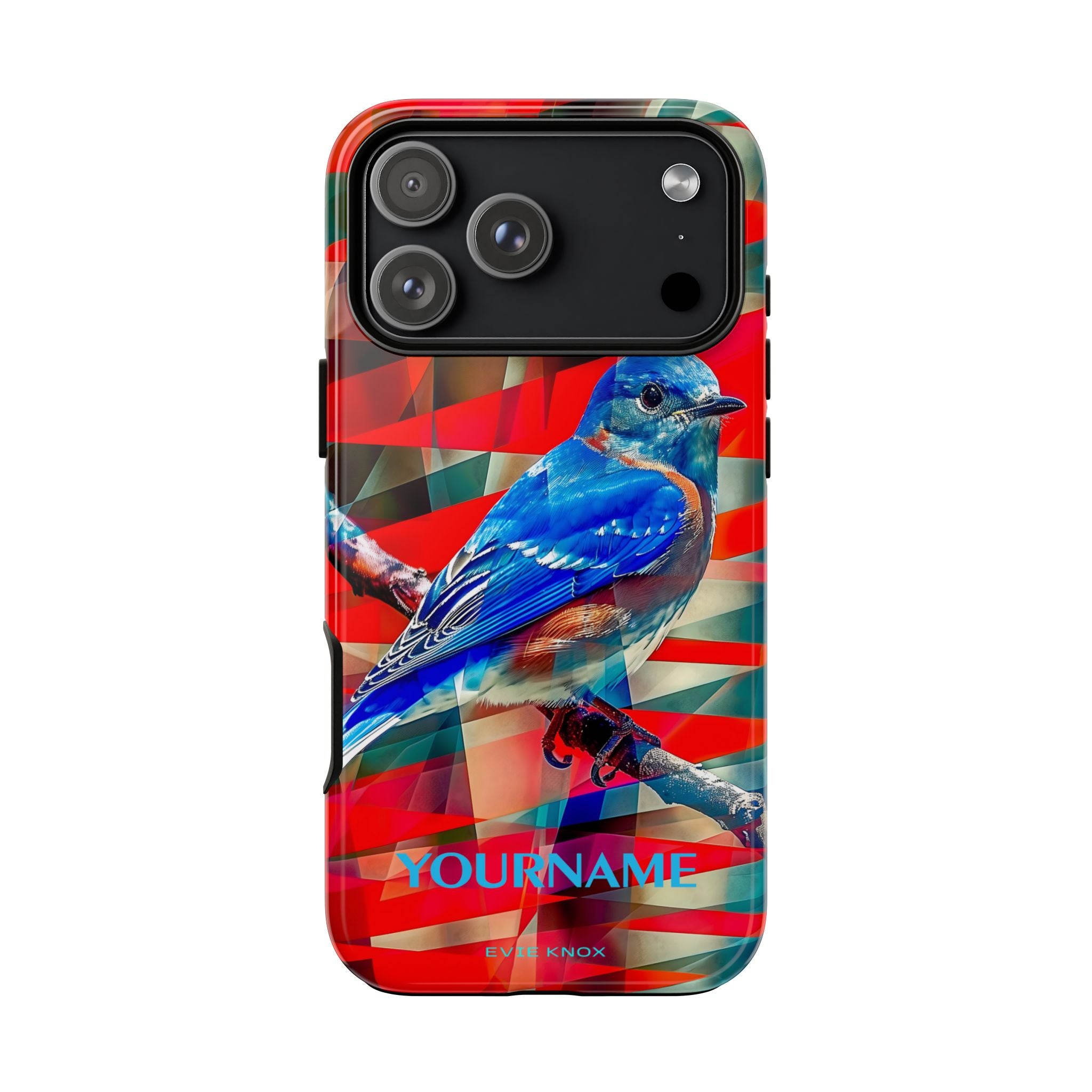 Bluebird Tough Phone Case — Vibrant Geometric Nature Design