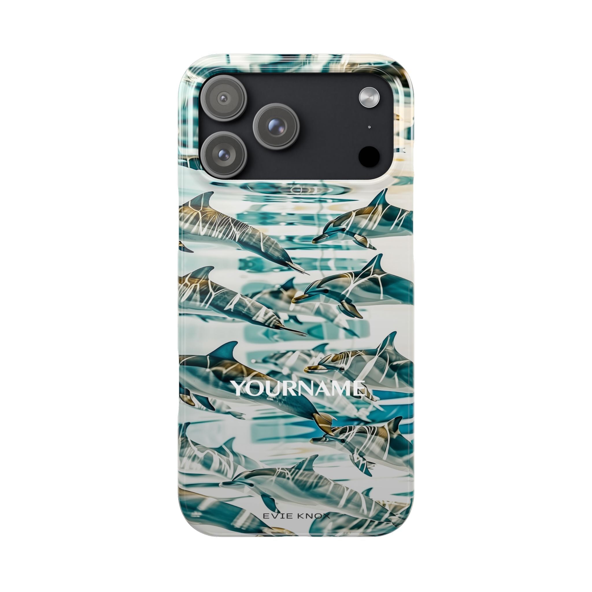 Dolphin Wave Slim Phone Case — Personalized Ocean Pattern