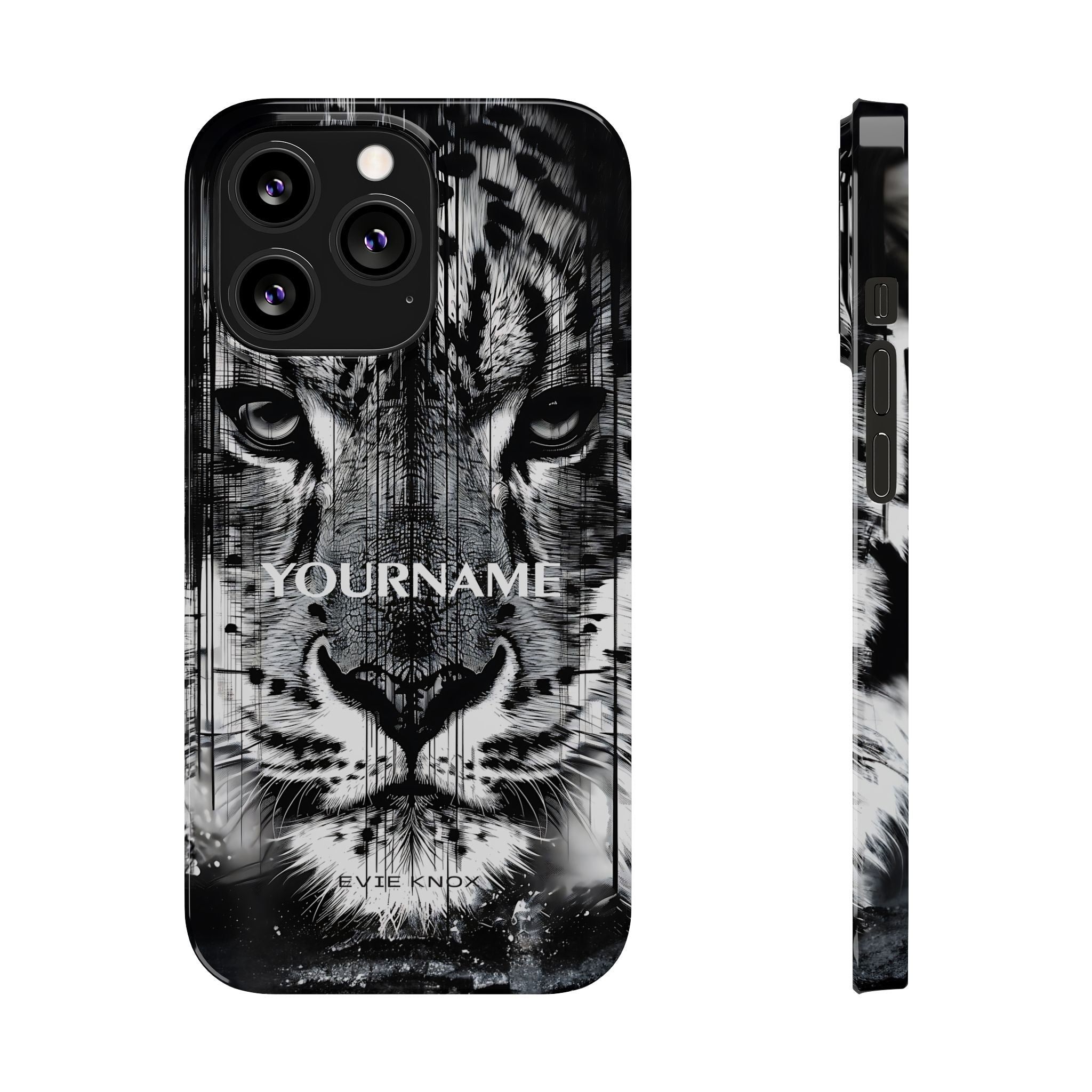 Siberian Tiger Face Slim iPhone Case — Black & White Protective Case