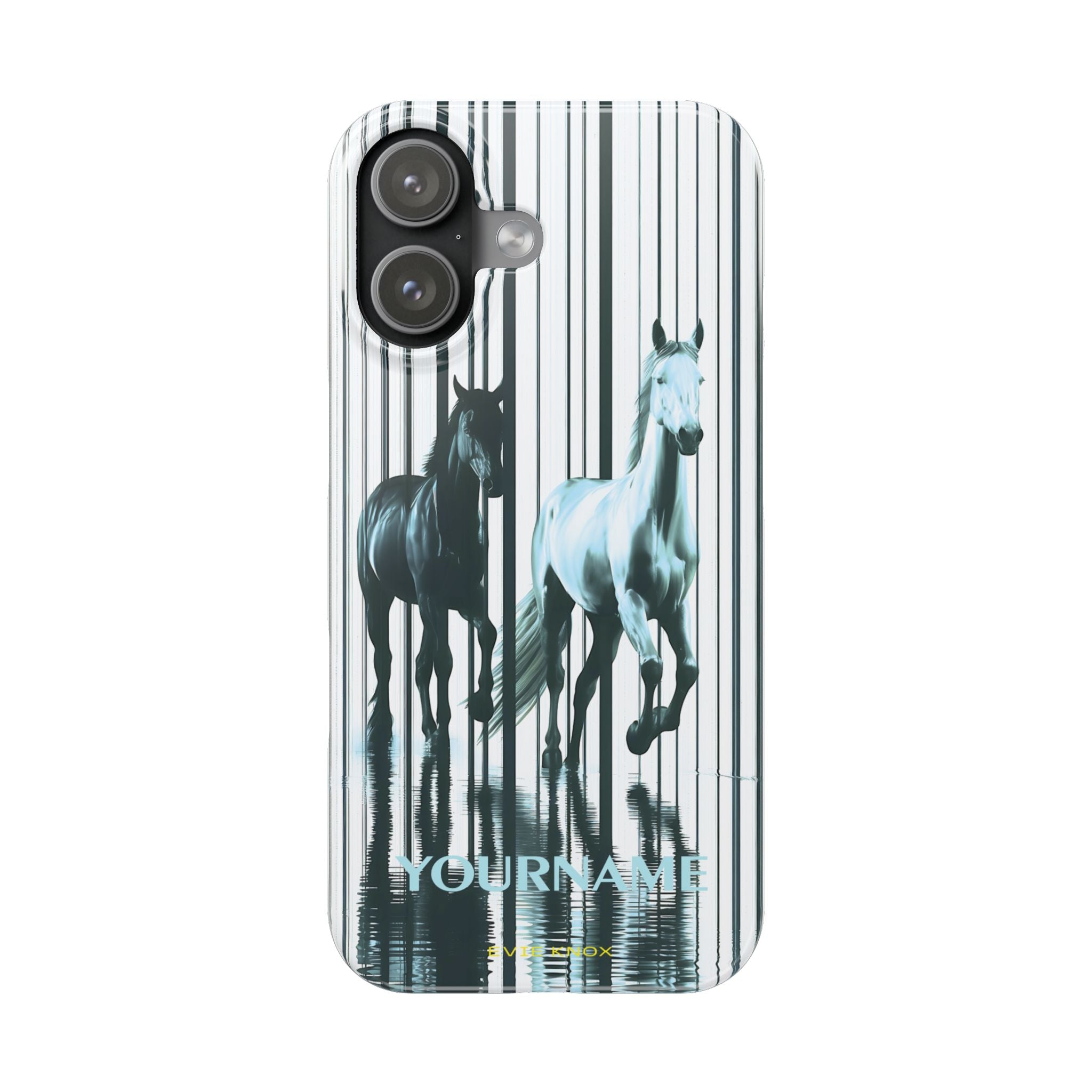 Stallion Mirage Slim iPhone Case – Galloping Horse Black & White Design