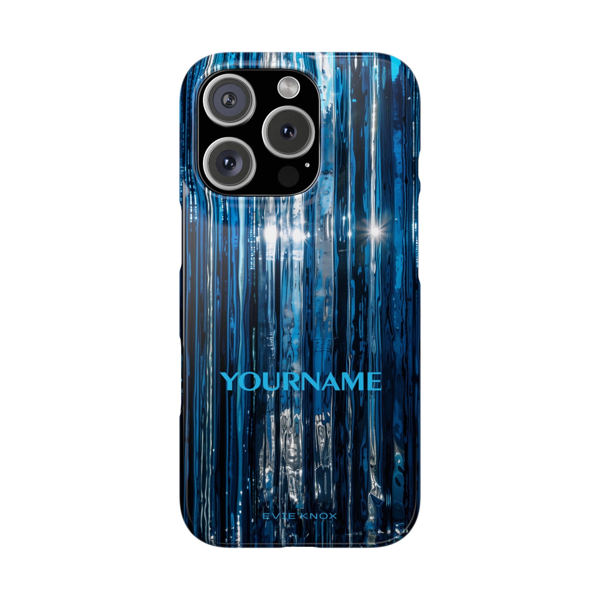 Blue Ribbed Art Glass Effect Slim iPhone Case - Personalized Phone case