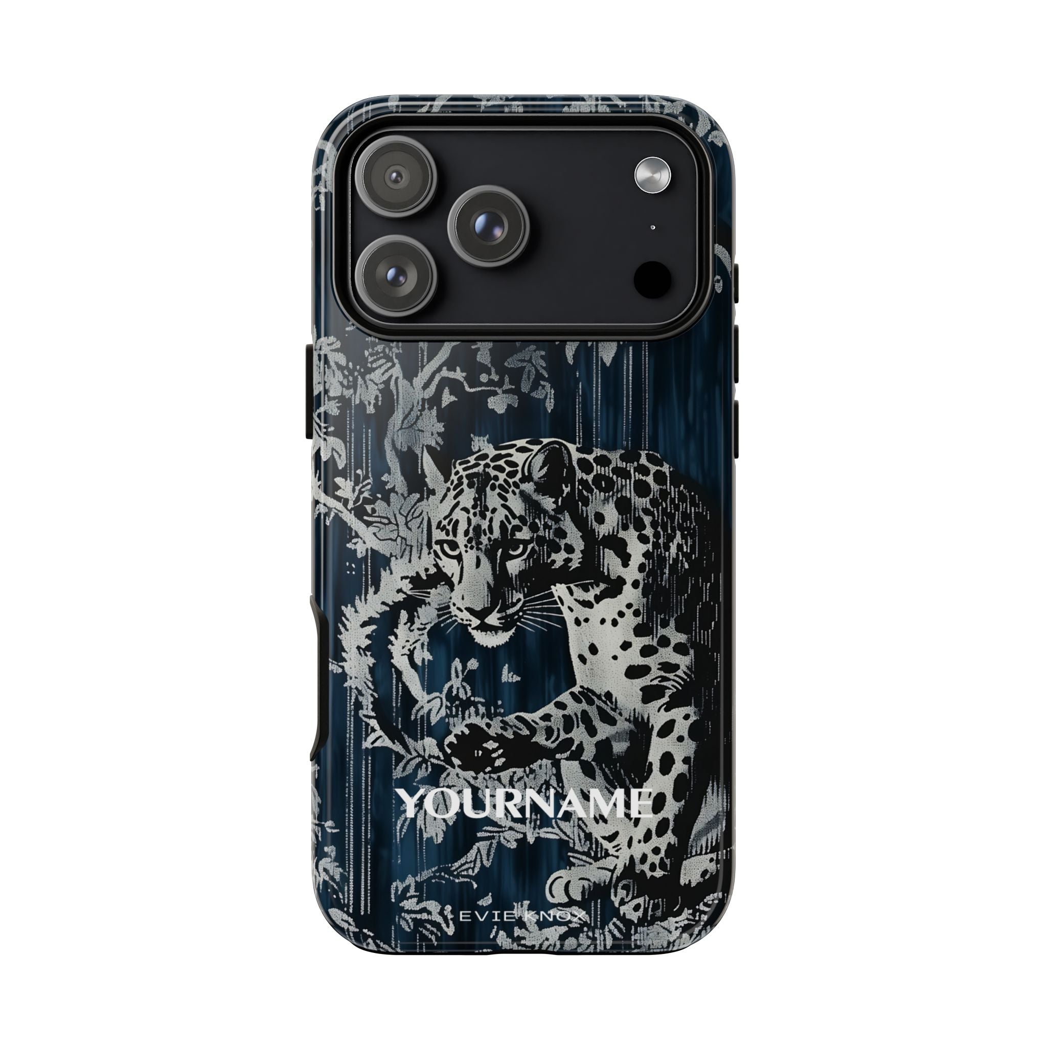 Indigo Leopard Phone Case — Tough Dark Floral iPhone Cover