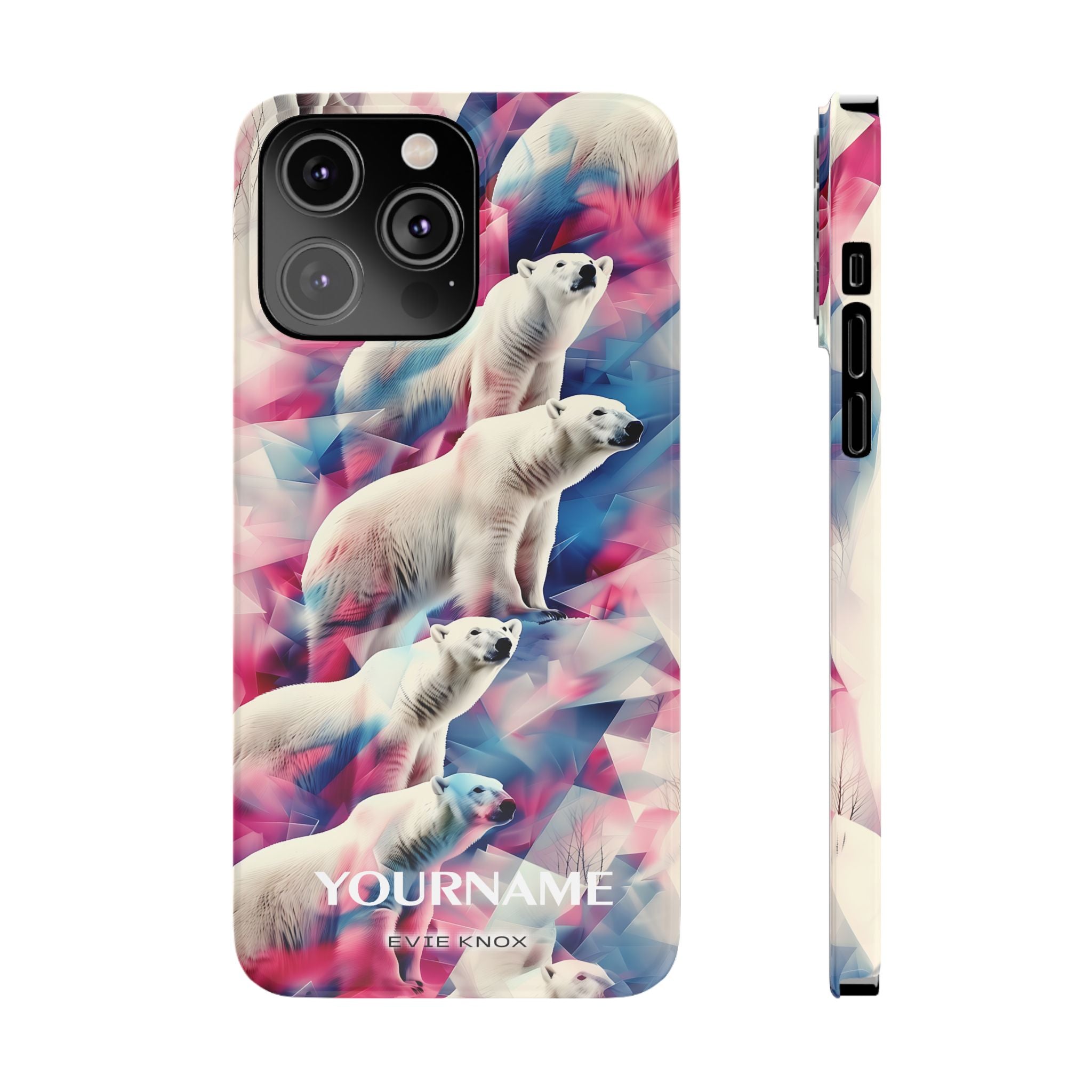 Polar Bear Prism Slim Phone Case — Colorful Personalizable Arctic Design