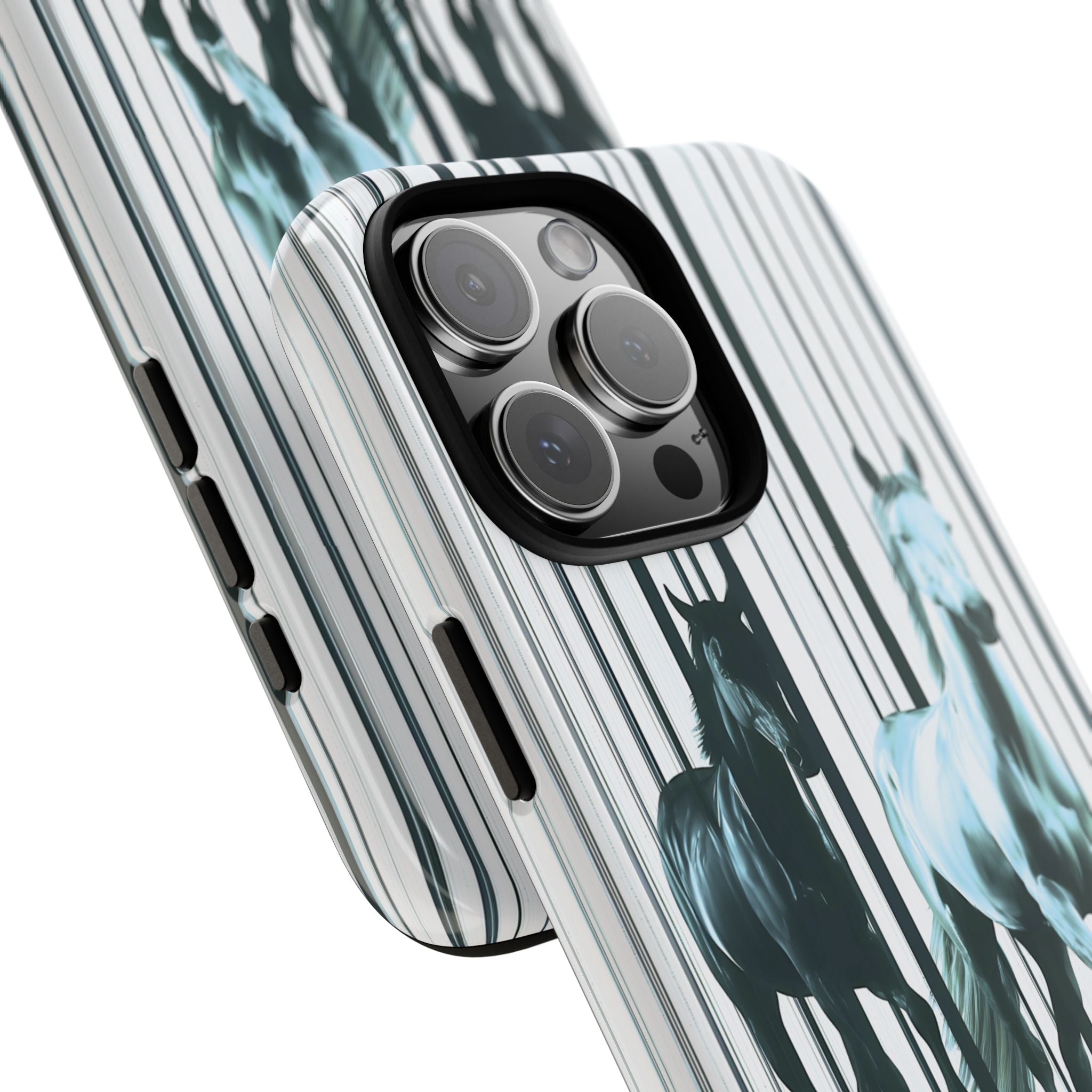 Stallion Mirage Tough iPhone Case – Galloping Horse Black & White Design