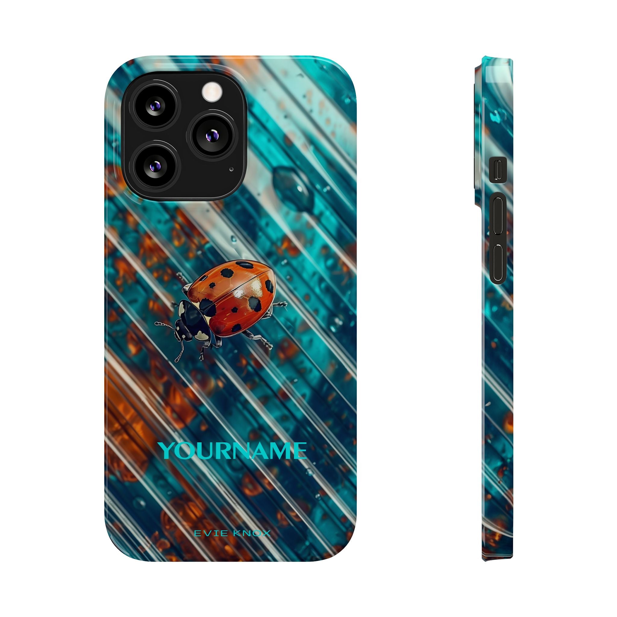 Little Lady Ladybug on Blue Protective Slim Phone Case