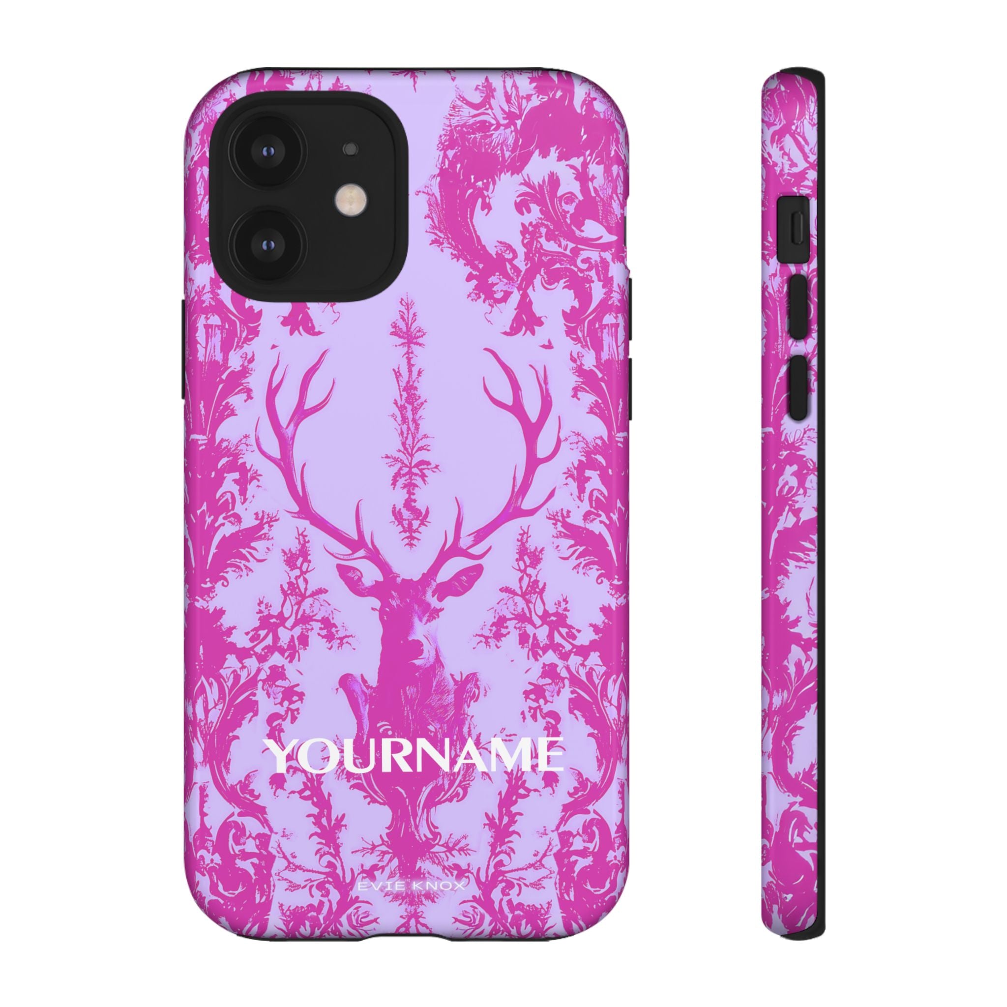 Pink Baroque Deer Tough iPhone Case — Floral Antler Pattern