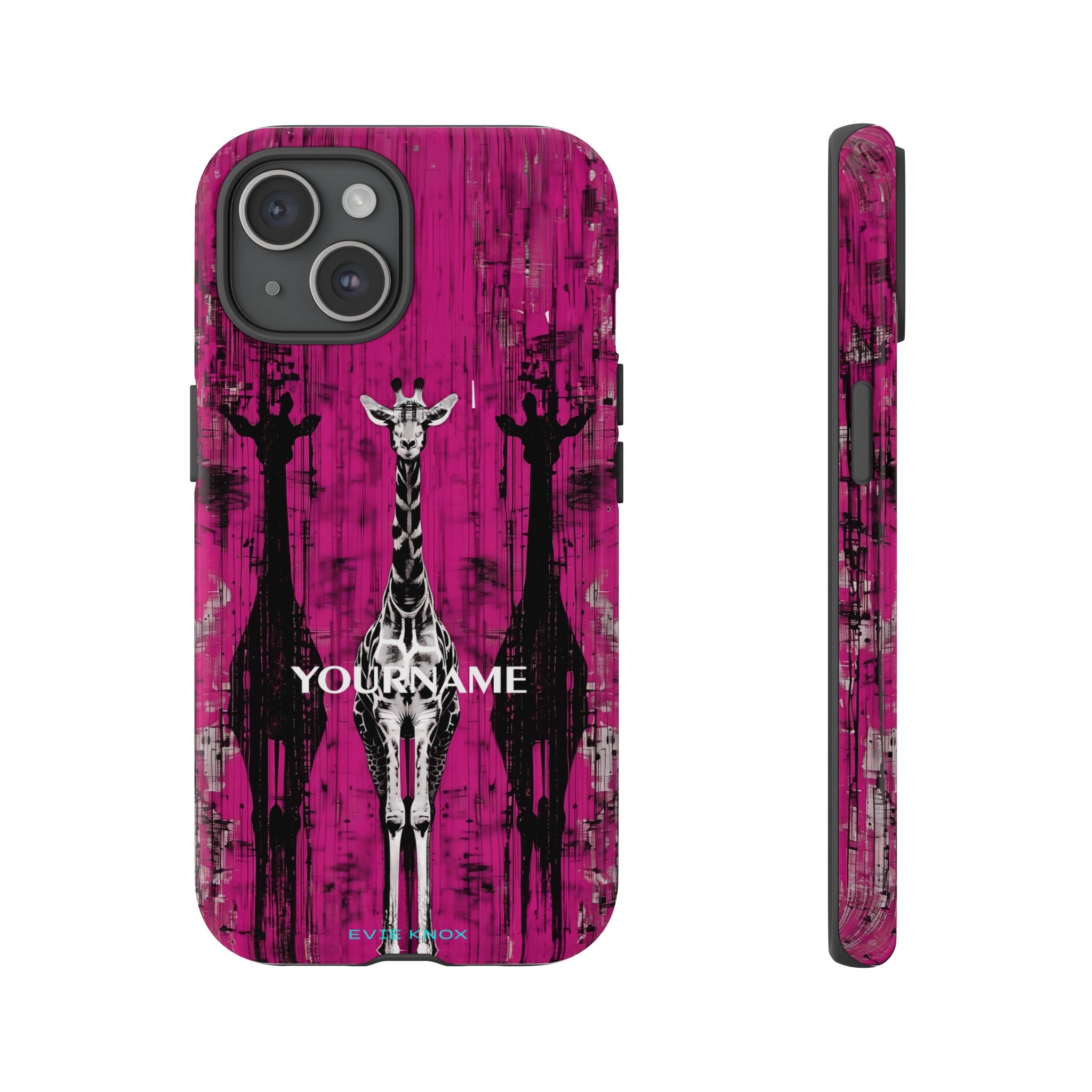 Giraffes on Berry iPhone Tough Case — Glossy Full‑Wrap Protection